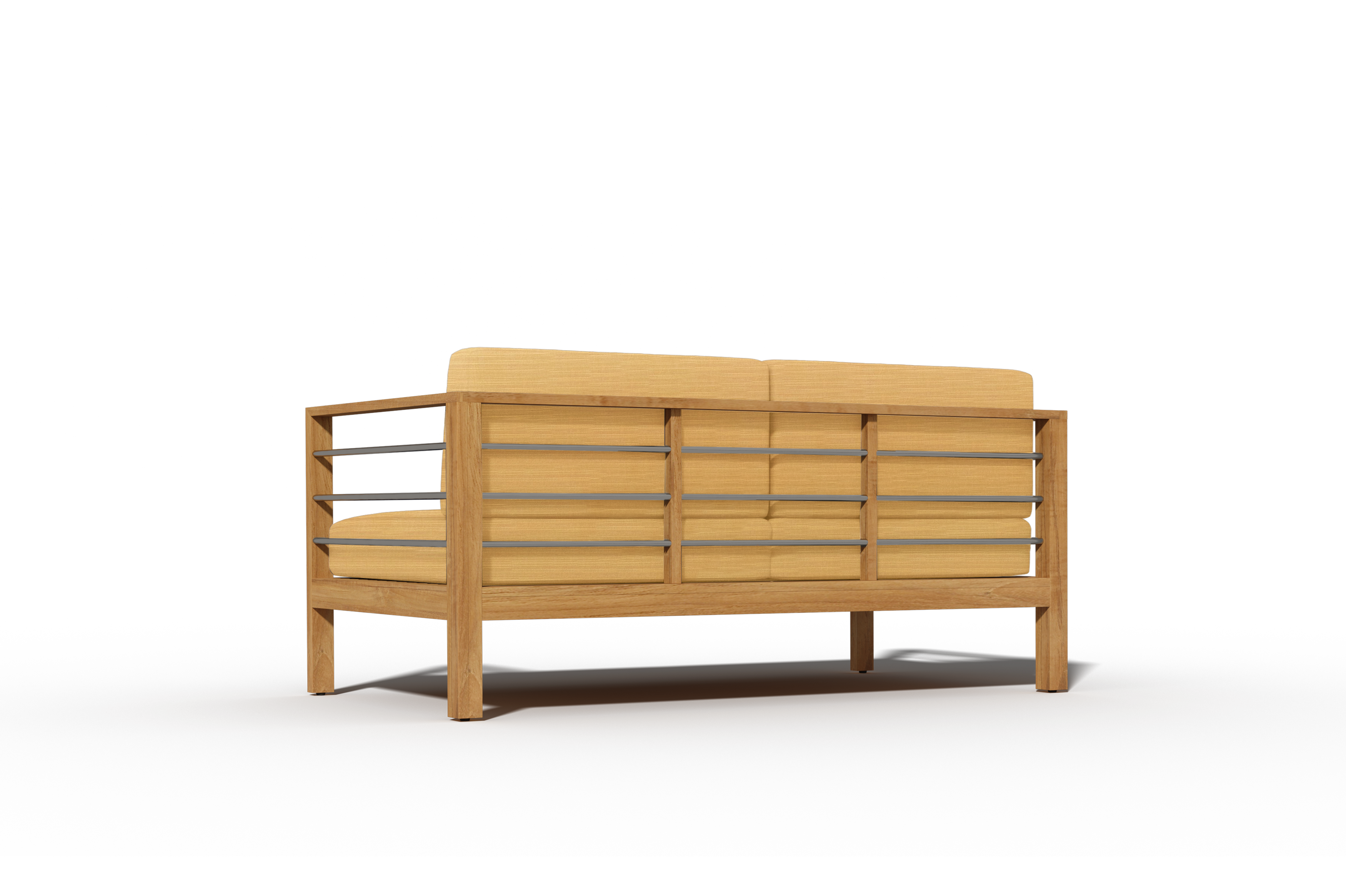 Premium Leon 3-Person Teak Outdoor Sofa Set with Weather-Resistant Sunbrella Dupione Cornsilk Cushions - Patio, Garden & Poolside Lounge Furniture for Backyard, Deck or Outdoor Living Space