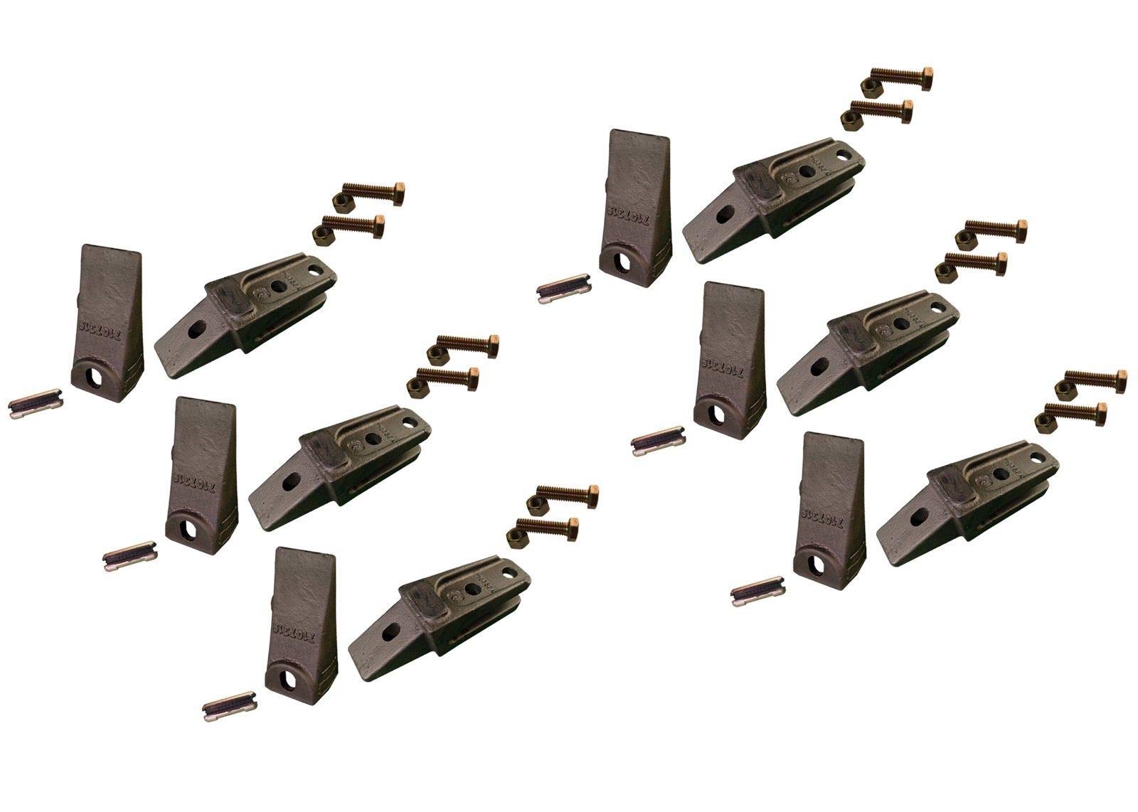 Bobcat Style Mini Excavator Skid Steer Bolt-On Bucket Shank with Teeth, Pins & Hardware Kit - Compatible with Mini Diggers & Compact Loaders for Landscaping, Construction & Farming