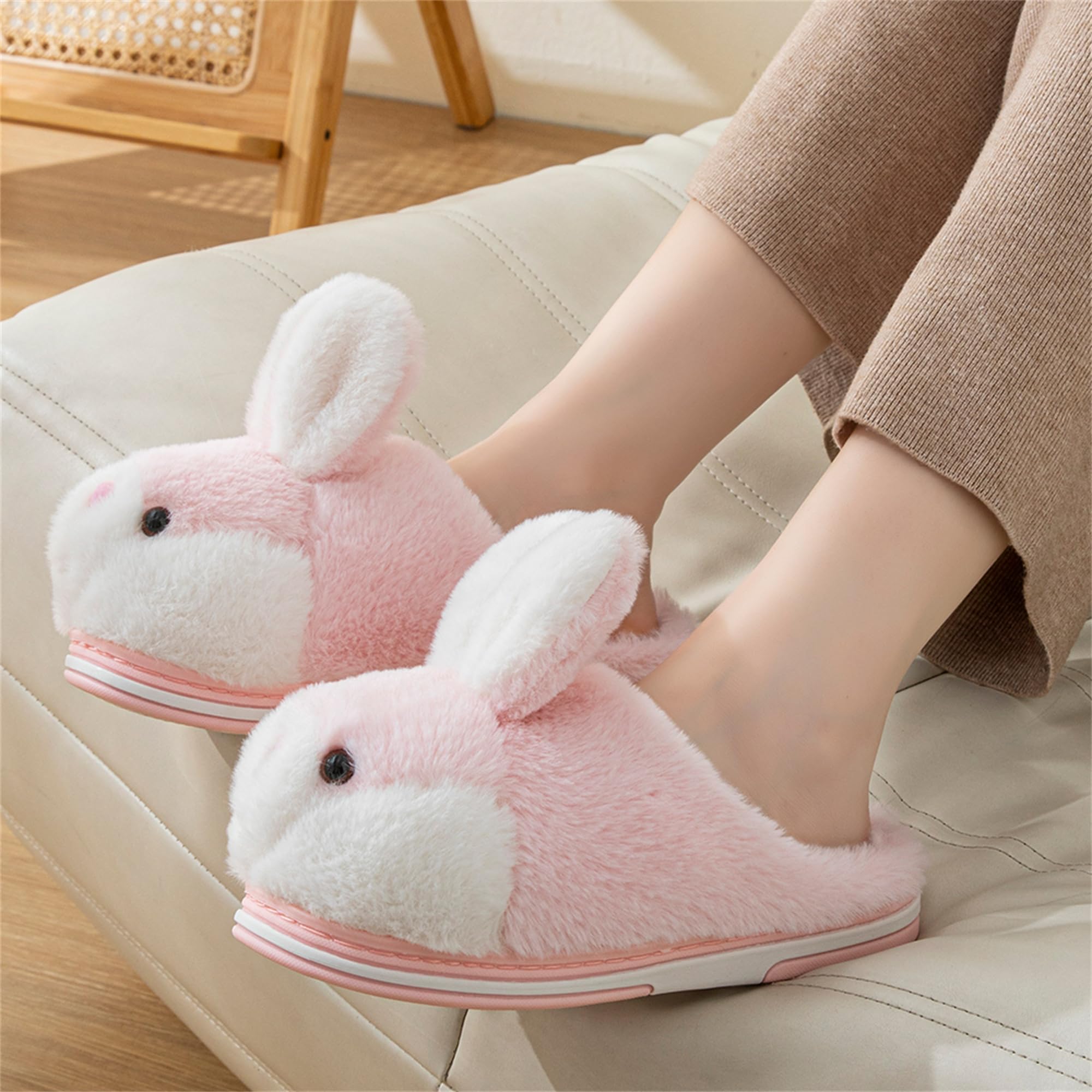 LANFIRE Women's Fuzzy Rabbit Slippers - Cozy Plush House Shoes for Winter, Soft Warm Indoor Slippers with Cute Animal Design | Perfect for Home, Lounge & Gift Giving