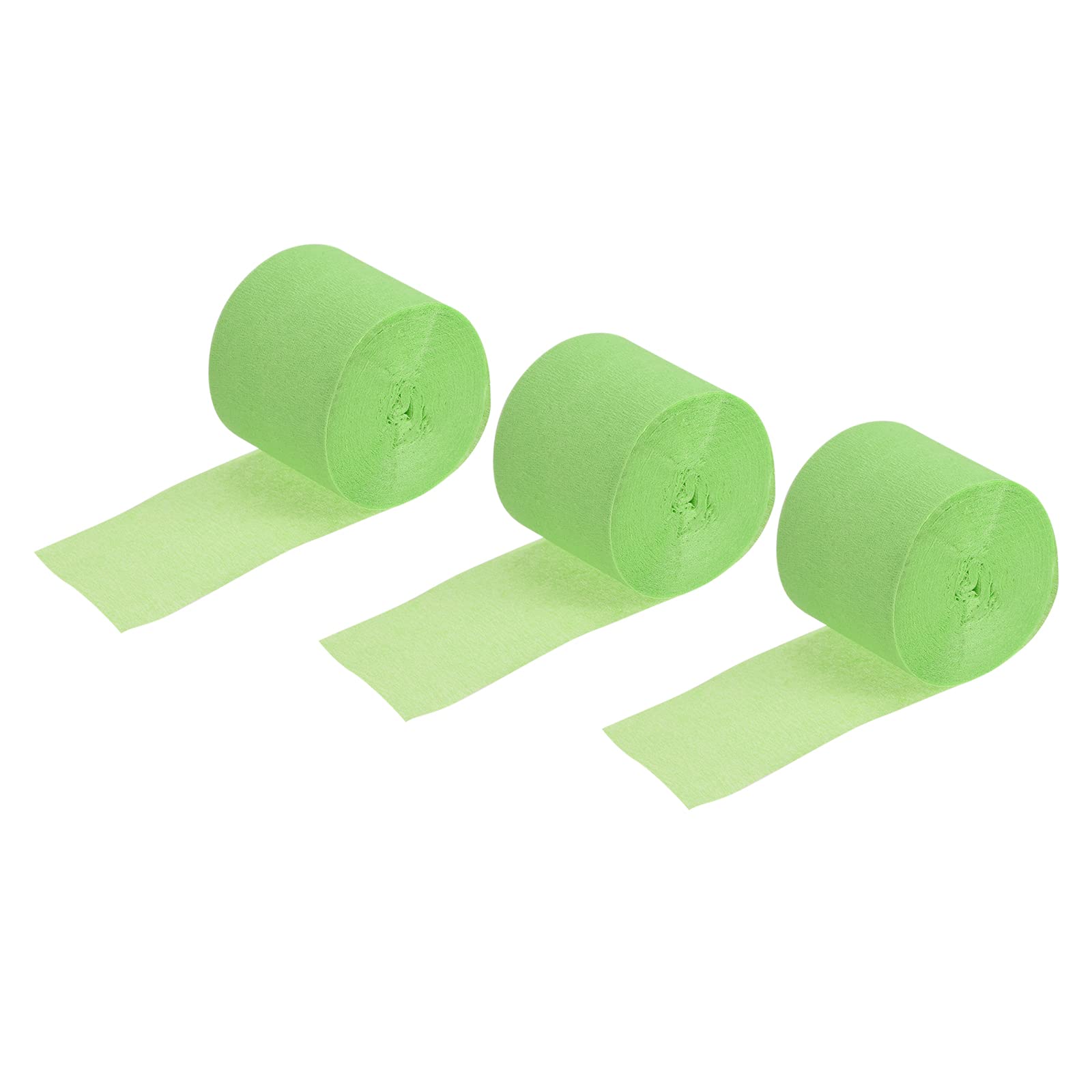 Meccanixity 1.77 Inch Wide x 32ft Long Light Green Crepe Paper Streamers - Pack of 3 | Perfect for Birthday Parties, Weddings, Baby Showers & Festival Decorations | DIY Backdrops, Ceiling Decor & Table Centerpieces