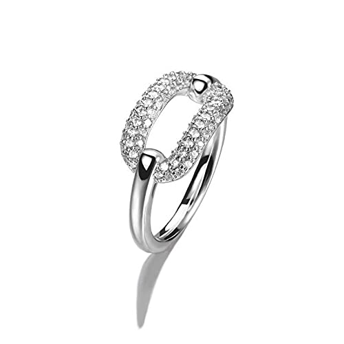 **Elegant Cuban Link Gold Chain Ring for Women - 18K Gold Plated Zircon Statement Ring, Hip Hop Jewelry Gift for Her - Perfect for Parties, Date Nights & Special Occasions**