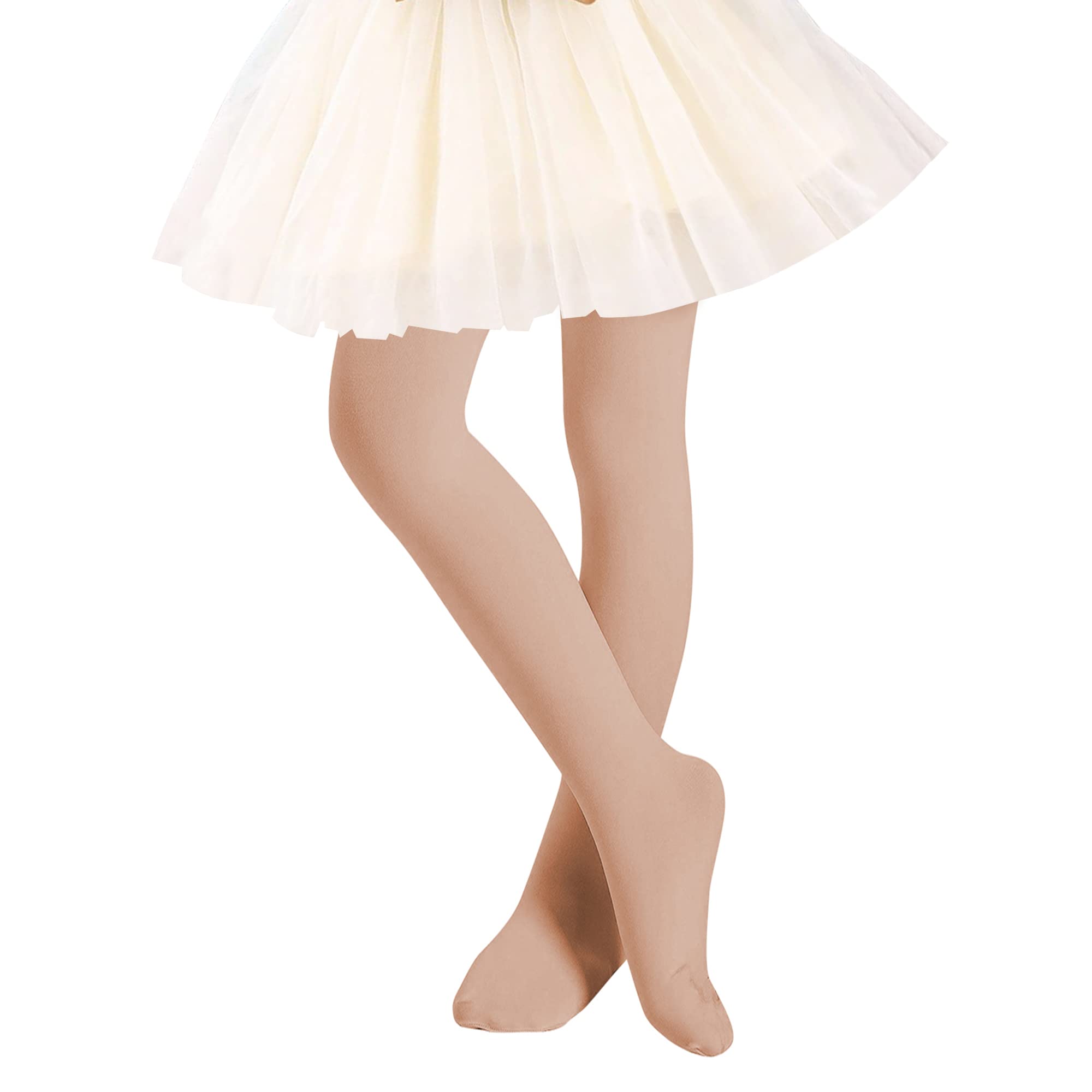 UTTPLL Girls Ballet Tights - Ultra Soft Footed Dance Leggings for Toddlers & Kids - Perfect for Ballet Class, Dance Practice & School Uniforms