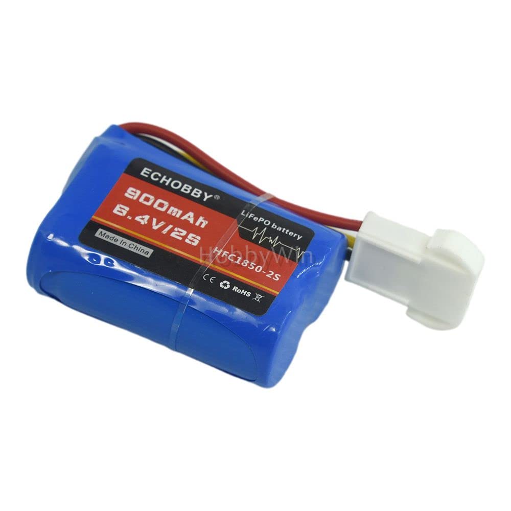 6.4V 2S 900mAh 18500 LiFePO4 Rechargeable Battery Pack with EL4.5-3P Female Plug for RC Cars, Racing Vehicles & Speed Boats - Perfect for High-Performance Remote Control Hobbies