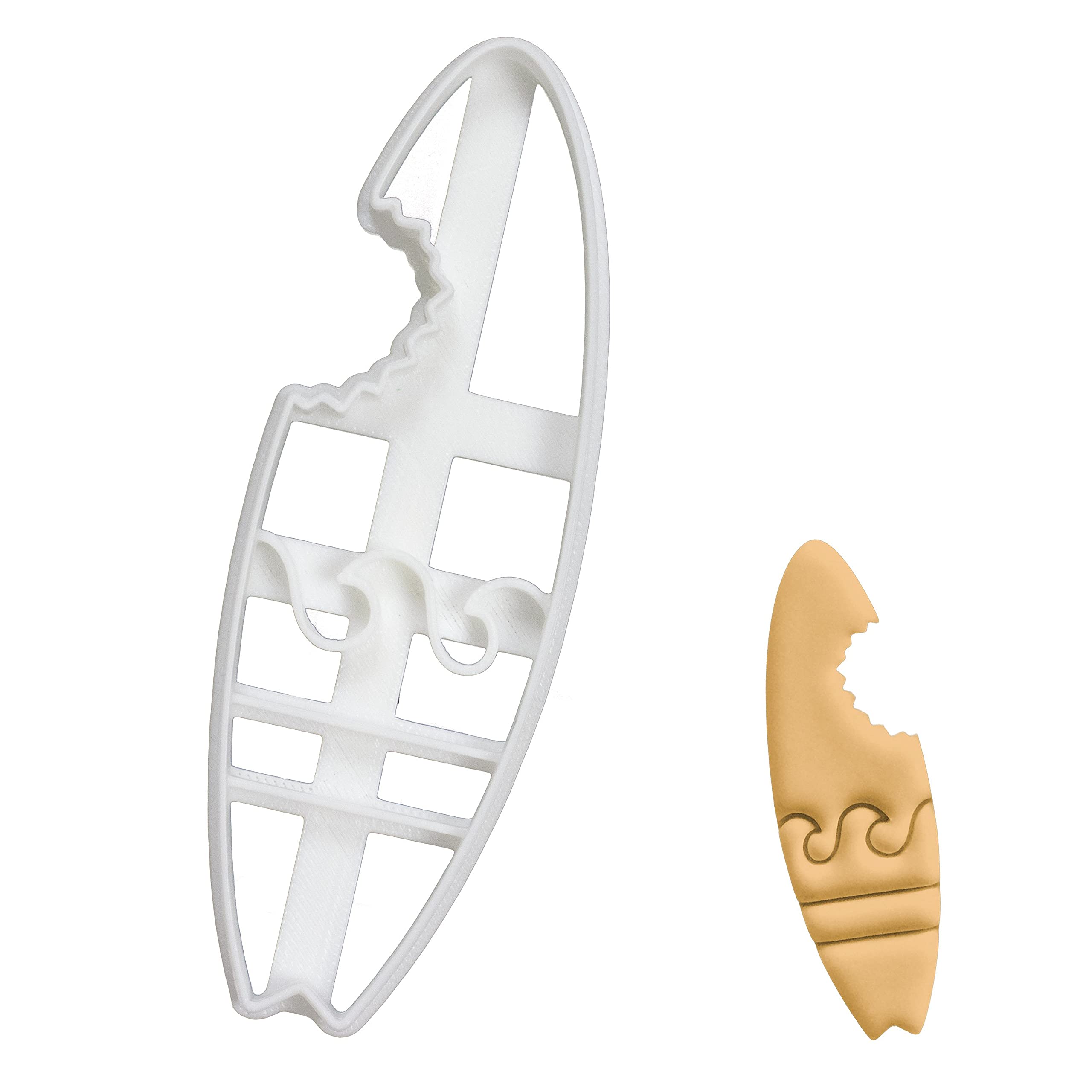 Bitten Surfboard Cookie Cutter - 1 Piece Stainless Steel Baking Tool for Surf-Themed Cookies | Perfect for Beach Parties, Surfing Events & Summer Baking