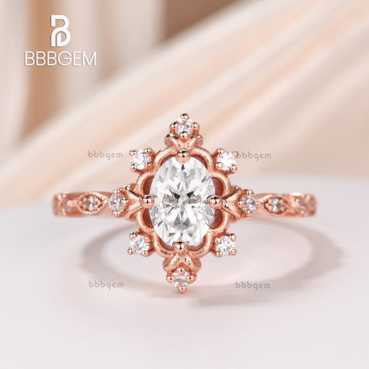 Vintage Oval Moissanite Engagement Ring 1 Carat Victorian Cluster VVS Moissanite Wedding Ring - Elegant Bridal Jewelry for Proposals, Anniversaries & Special Occasions