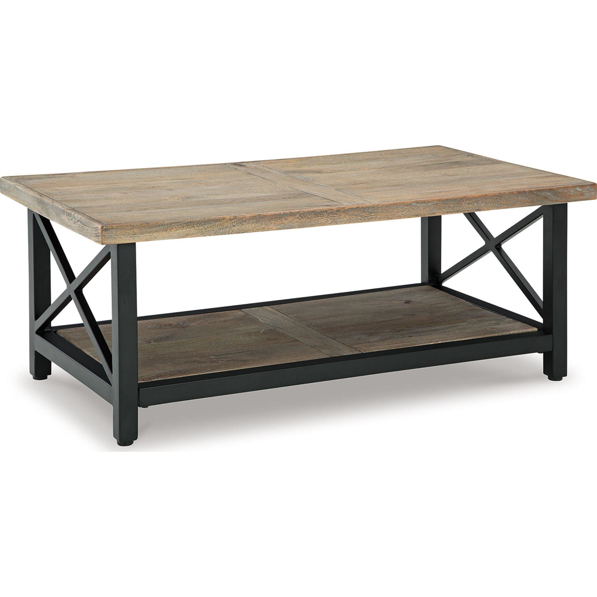 Bristenfort Modern Coffee Table - Brown & Black Wooden Living Room Furniture for Home Decor & Small Space