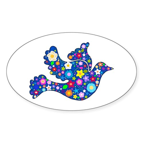 White - Navy Blue Dove of Flowers