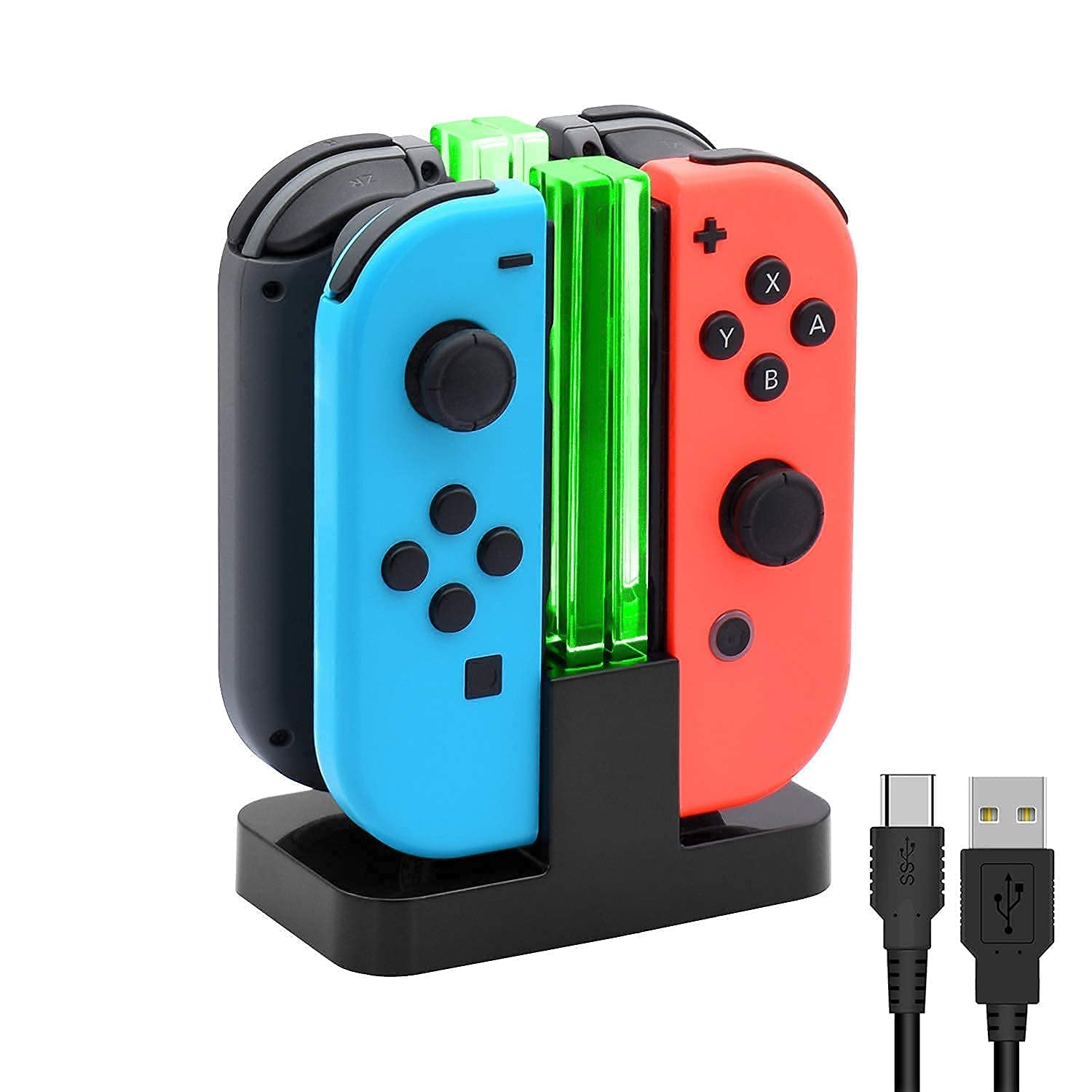 FYOUNG Nintendo Switch Joy-Con Charging Dock & Hand Grips with USB-C Cable - Fast Charging Station for Switch & Switch OLED - Perfect for Gaming, Travel, and Multiplayer Sessions