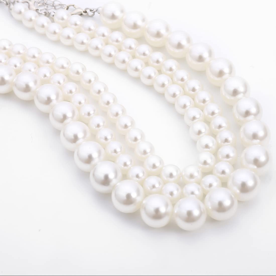Elegant Layered Pearl Choker Necklace - Adjustable Collar Necklace for Women & Girls | Perfect for Weddings, Parties & Everyday Wear