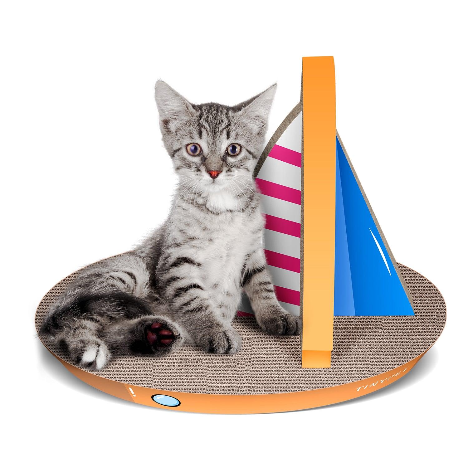 Sailboat-Shaped Cat Condo Scratcher Post - 21.26x13.78x15.75 Inch Cardboard Cat Scratching Board for Indoor Cats - Perfect for Playtime & Furniture Protection