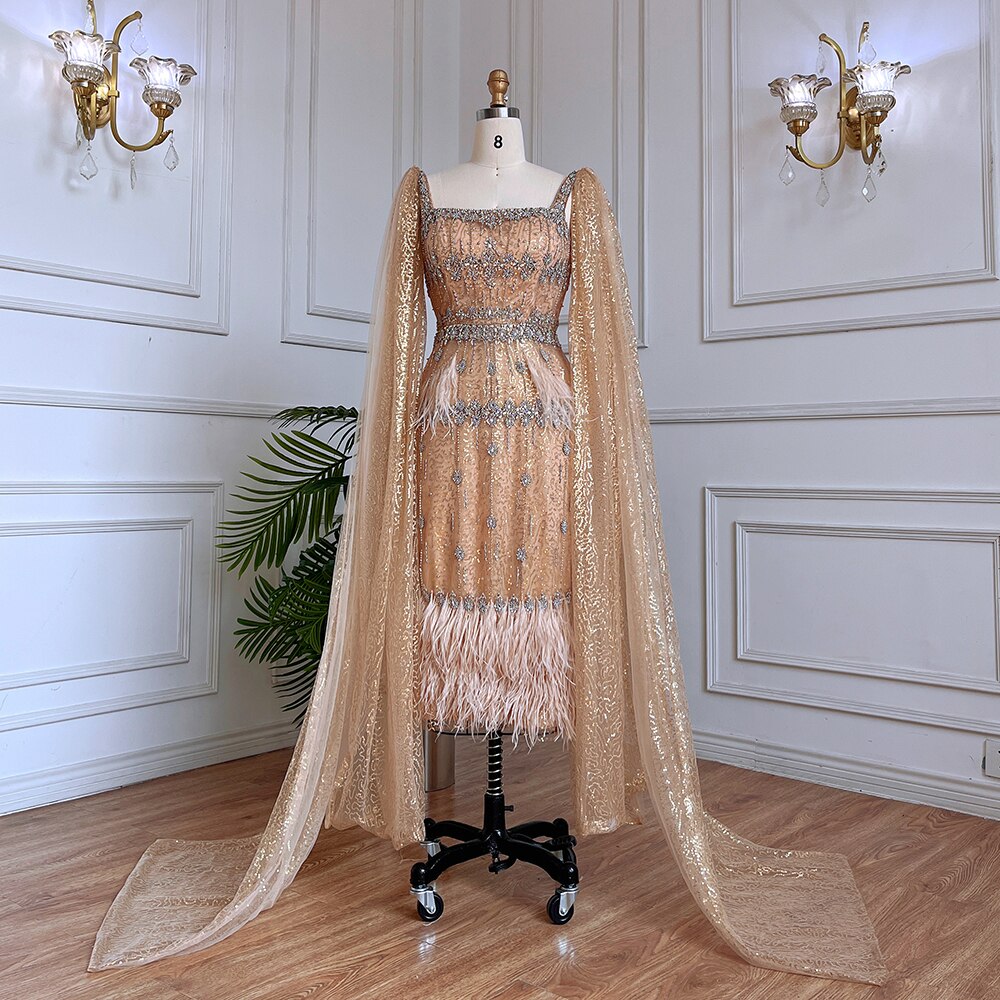 Elegant Grey Mermaid Evening Dress with Beading & Feather Details - Sexy High-Leg Split Formal Gown for Women | Perfect for Prom, Cocktail Parties & Special Occasions