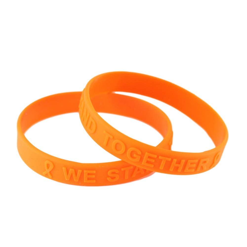 Kidney Cancer Awareness Silicone Wristbands - 25 Pack Ribbon Support Bracelets for Men & Women - Show Support for Cancer Patients & Survivors at Walks, Fundraisers & Events