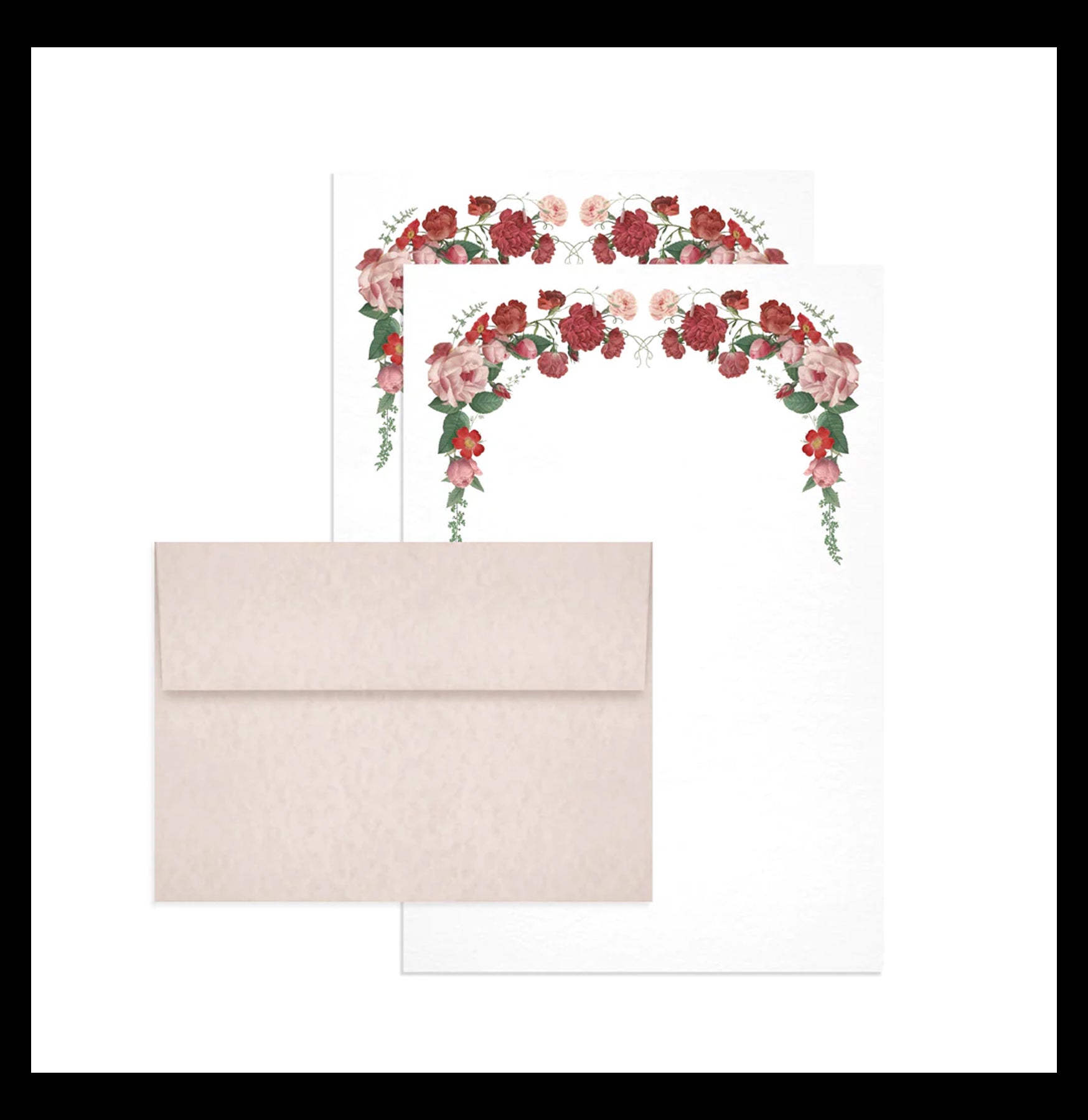 Elegant Roses Letter Set - Vintage Floral Stationery for Wedding Invitations, Thank You Cards & Romantic Correspondence