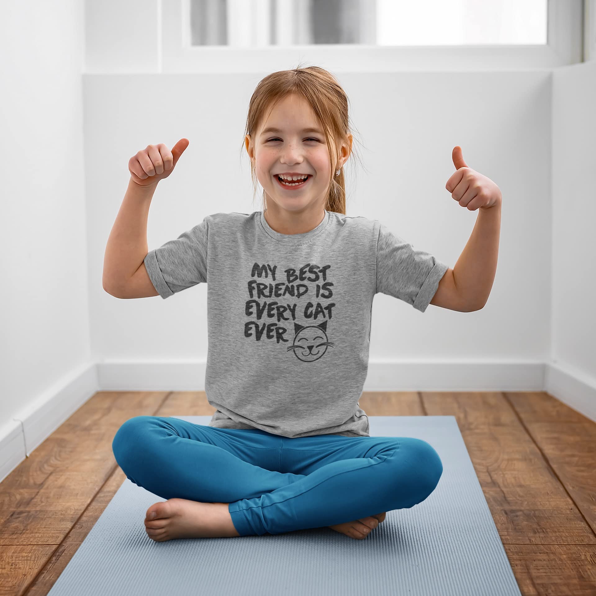 My Best Friend Is Every Cat Ever Grey Youth T-Shirt - Perfect for Casual Wear, School, and Cat Lovers
