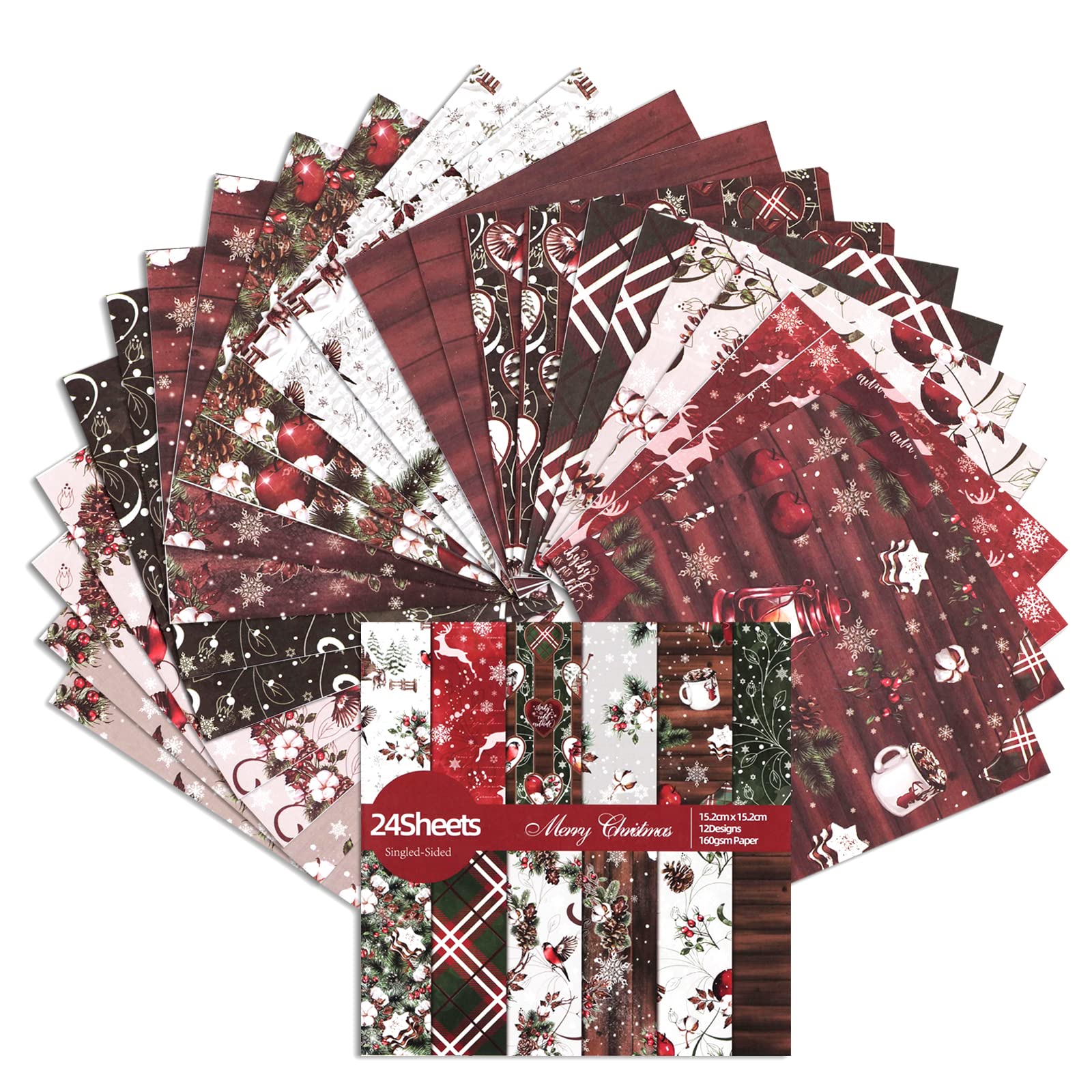 Vintage Christmas Scrapbook Paper Pad - 6x6 Inch 24-Sheet Assorted Patterns for DIY Scrapbooking, Card Making & Holiday Crafts | Perfect for Christmas Cards, Gift Tags, Home Decor & Memory Albums