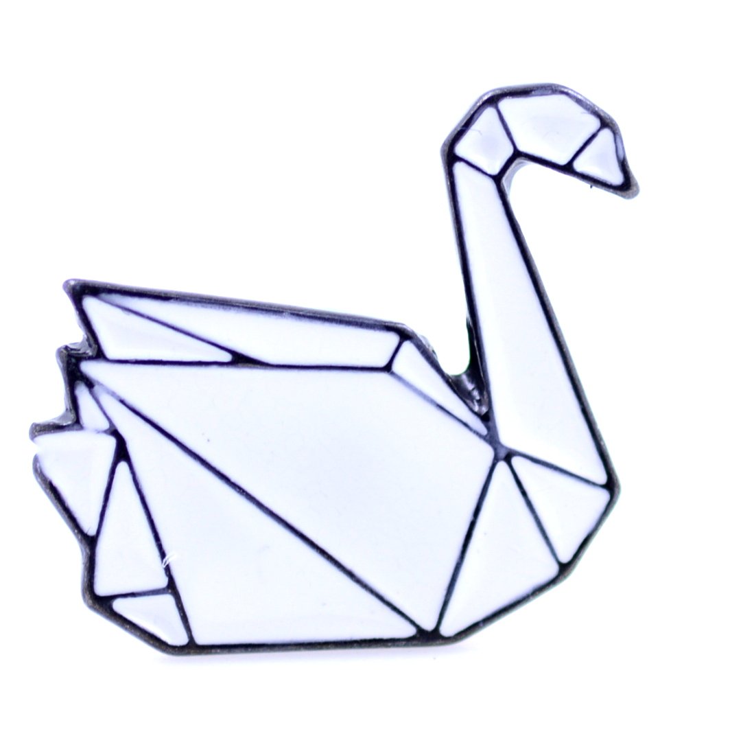 Lizzyoftheflowers - Handmade Enamel Origami Swan Brooch Pin - Elegant Jewelry for Women, Gift for Bridesmaids, Wedding Accessories & Special Occasions