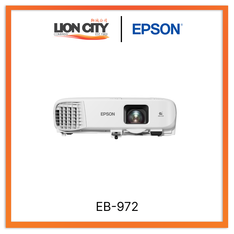 Epson EB 972 XGA 3LCD Projector - 4000 Lumens, Full HD 1080p Support, HDMI & USB Ports | Perfect for Home Theater, Office Presentations, and Classroom Teaching