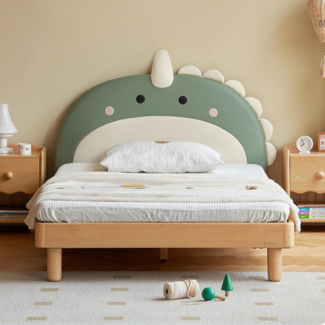 Organic Leather Kids Dinosaur Bed - Cartoon Themed Toddler Bed for Boys & Girls | Perfect for Nursery, Bedroom Decor and Playroom Fun