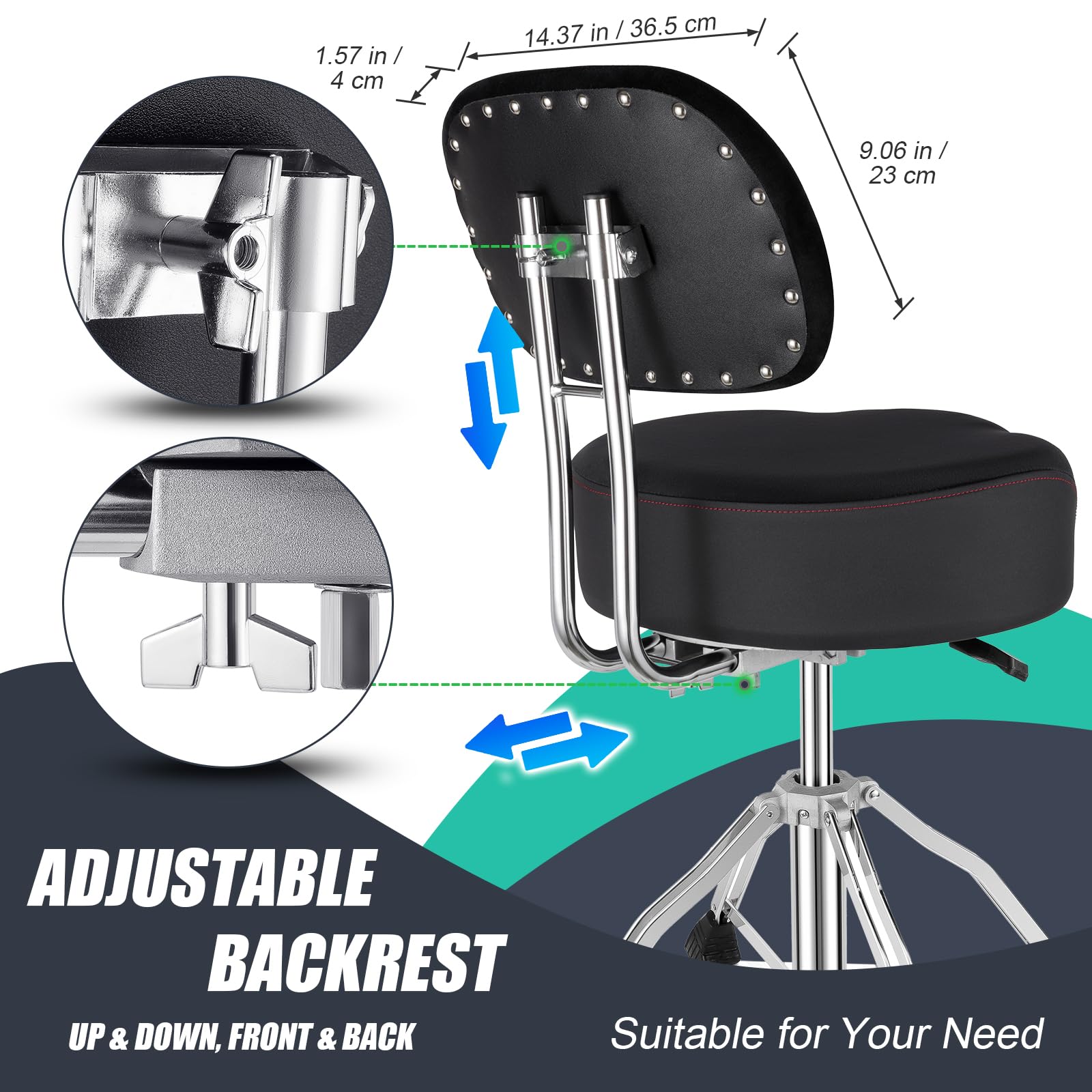 Premium Hydraulic Drum Throne with Backrest - 4.7
