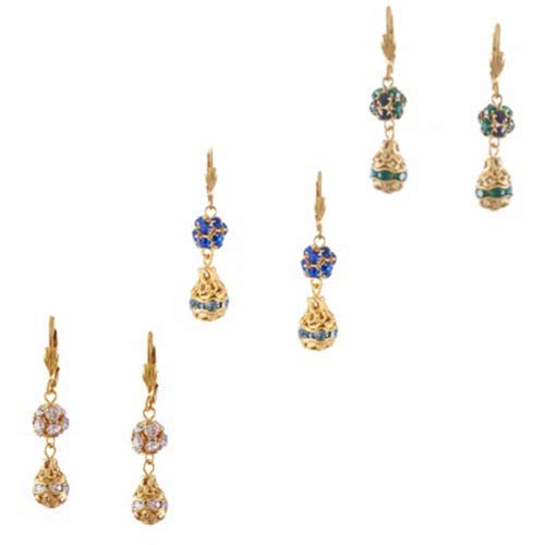 Handmade Valencia Earrings for Women | Gold Plated Austrian Crystal, Emerald & Sapphire Stud Earrings | Handcrafted in New York by Alzerina Jewelry | Perfect for Weddings, Parties & Special Occasions
