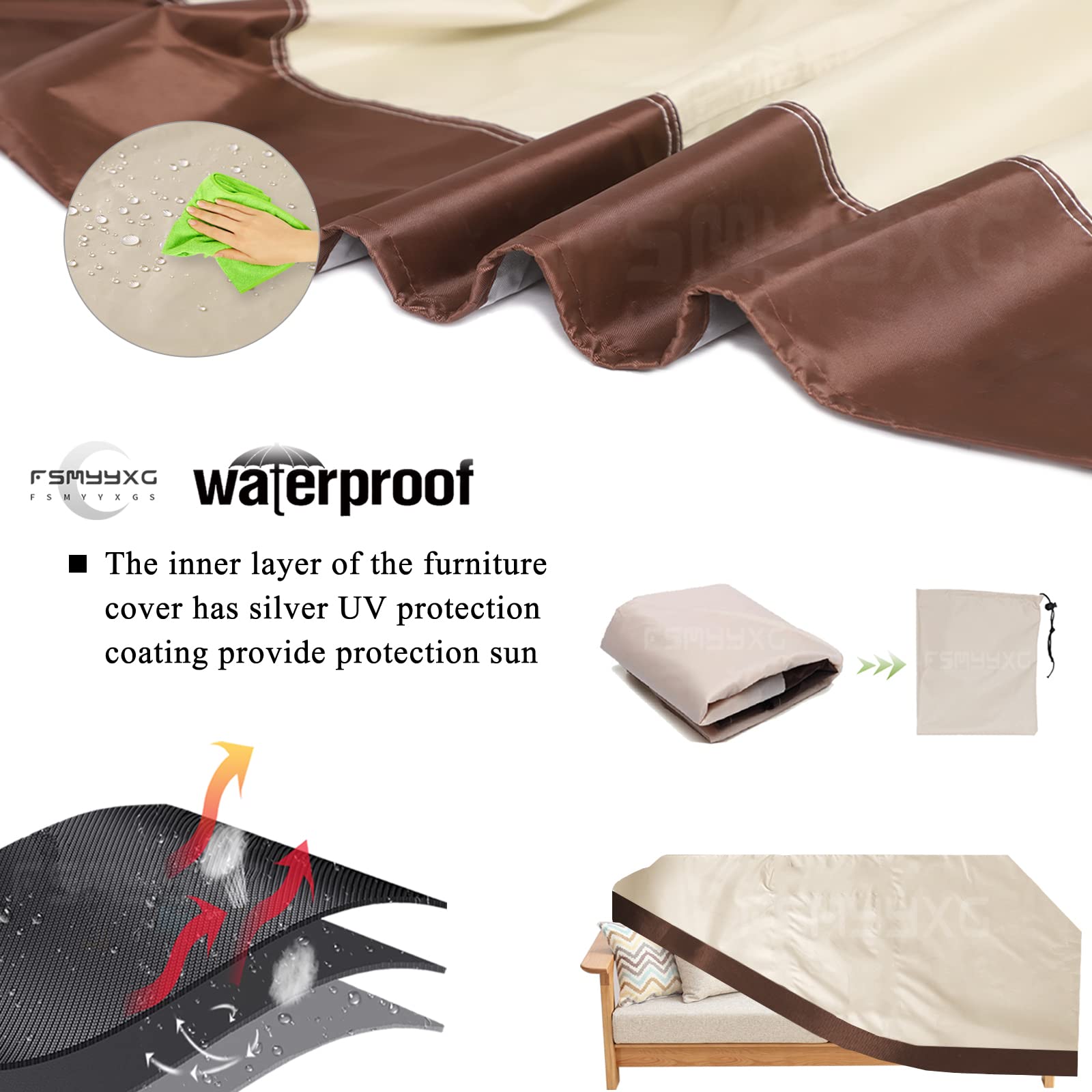 FSMYYXGS Waterproof 420D Oxford Rectangular Garden Furniture Cover - Outdoor Table Protector for Dining Set, Chairs, Sofa | Durable & Weatherproof for Patio, Deck, Backyard Use