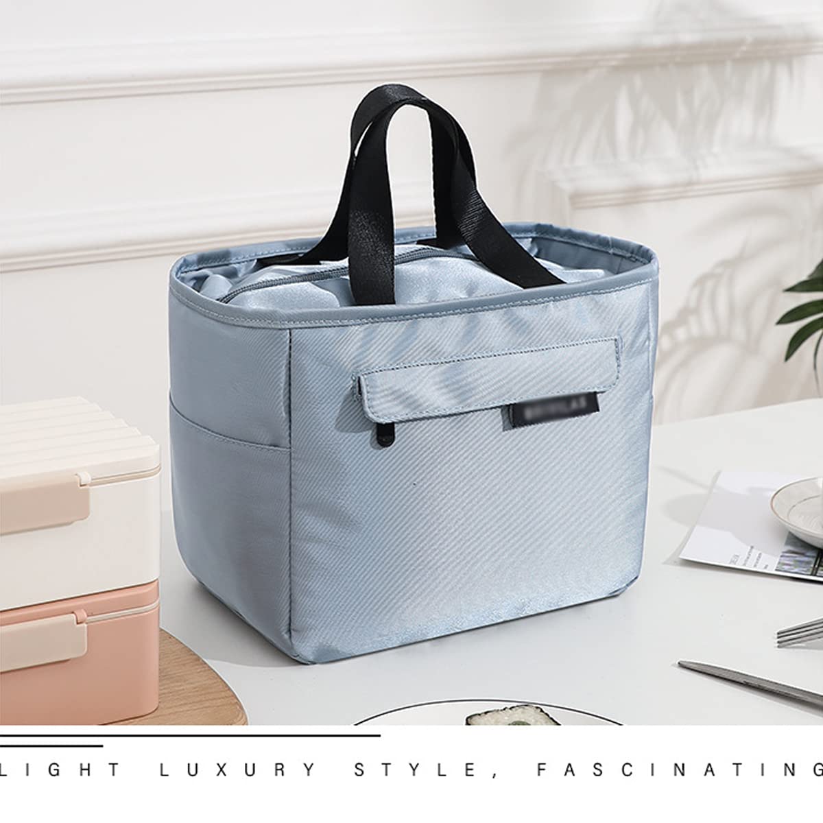 Insulated Thermal Lunch Tote Bag for Adults - Reusable Lunch Box for Office, Work, Picnic & Hiking - Medium Size Gray Lunch Bag - Perfect for Meal Prep, Commuting & Outdoor Activities
