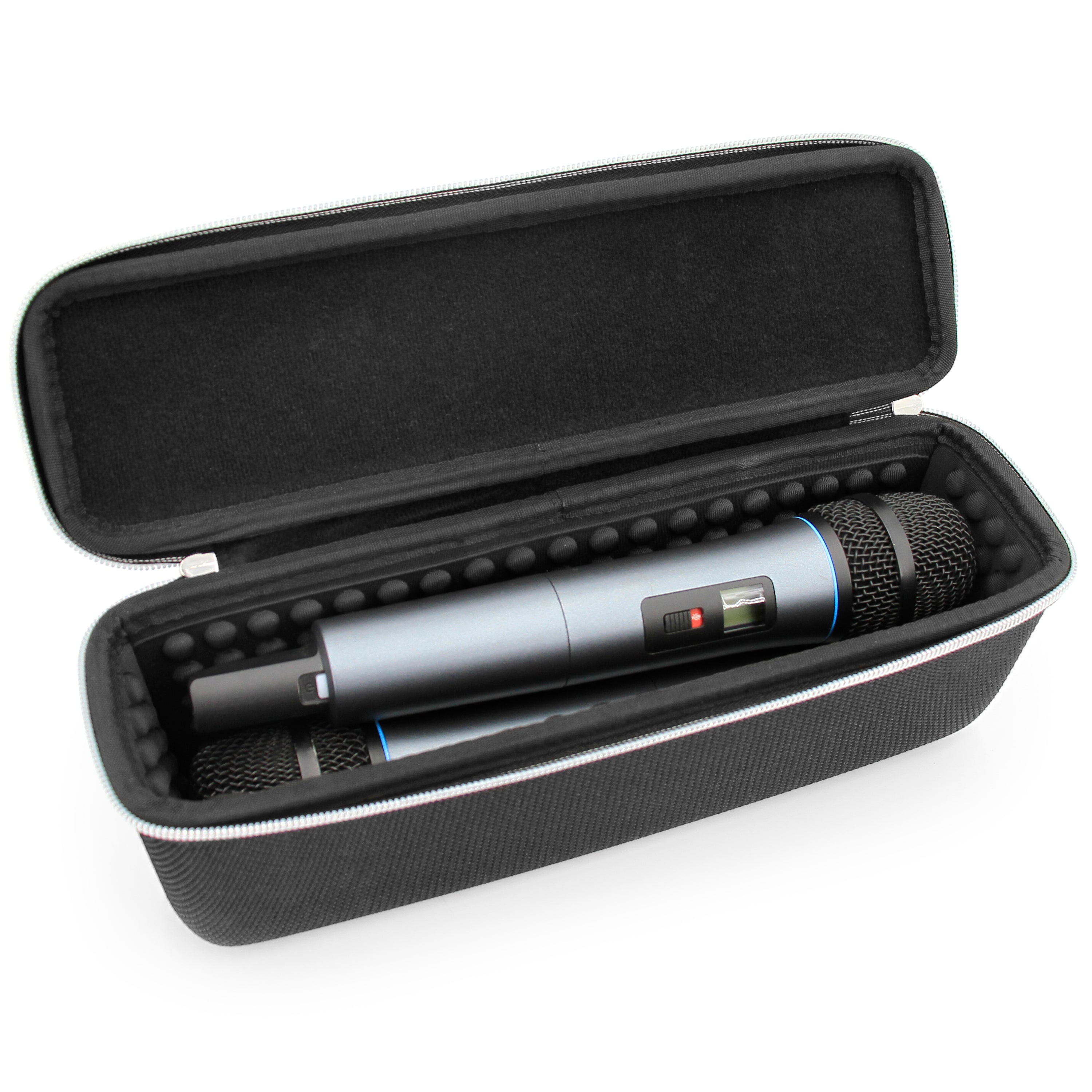 CASEMATIX Wireless Microphone Case - Compatible with 11 Wireless Mic Systems, Holds 2 Handheld Microphones, Durable Black Storage Case - Perfect for Live Performances, Studio Recording & Travel Protection