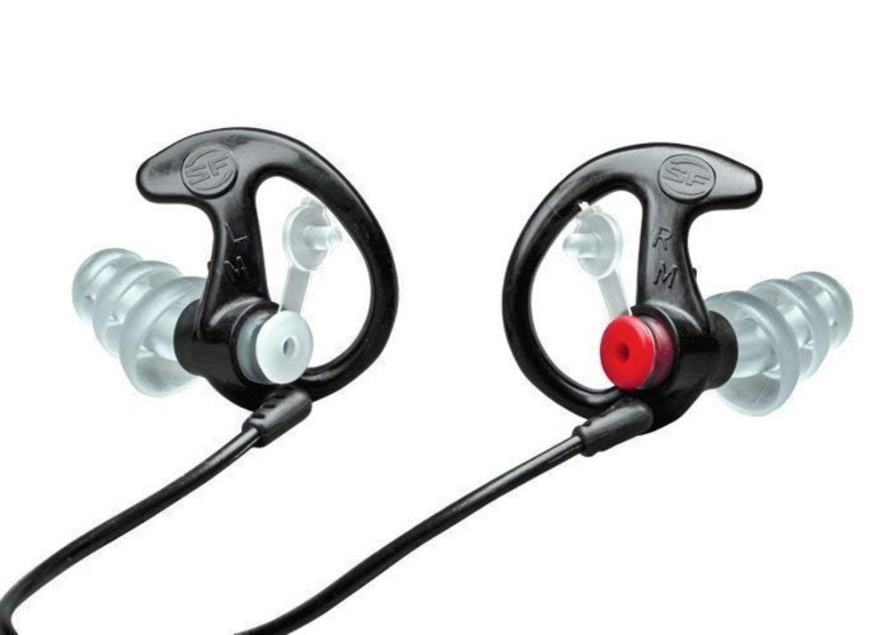 SureFire EP4 Sonic Defenders Plus Filtered Earplugs - Triple Flanged Noise Reduction Ear Plugs, Reusable Hearing Protection for Shooting, Concerts & Work (Black, Medium Size) - Perfect for Construction, Motorcycling & Loud Events