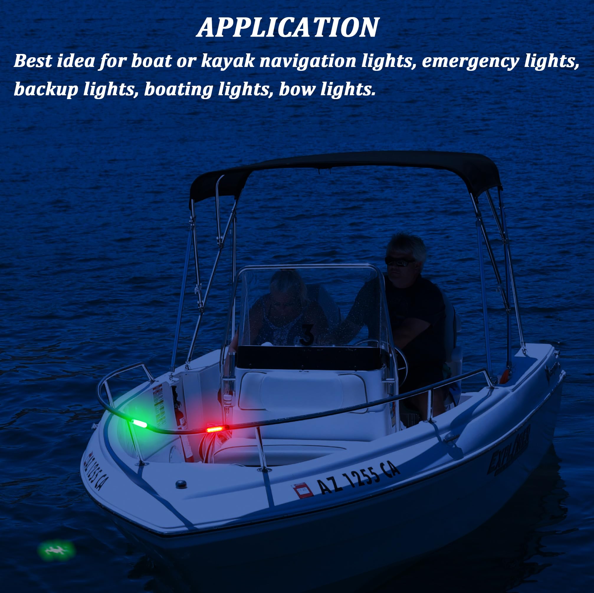 Botepon Kayak Navigation Lights - Waterproof LED Marine Safety Lights for Night Kayaking, Paddle Board, Pontoon Boat & Dinghy | Battery Operated, Easy to Install | Perfect for Night Fishing, Camping & Water Adventures