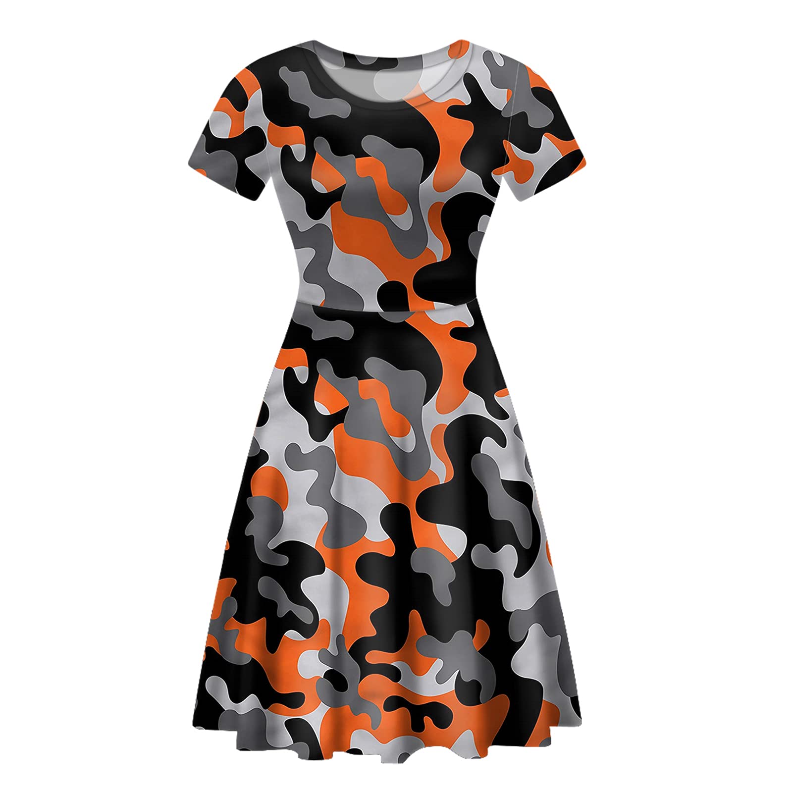 Forchrinse Red Kiss Lip Print Women's Summer Dress - Flirty Short Sleeve Midi Dress for Casual Outings, Beach Vacations & Date Nights