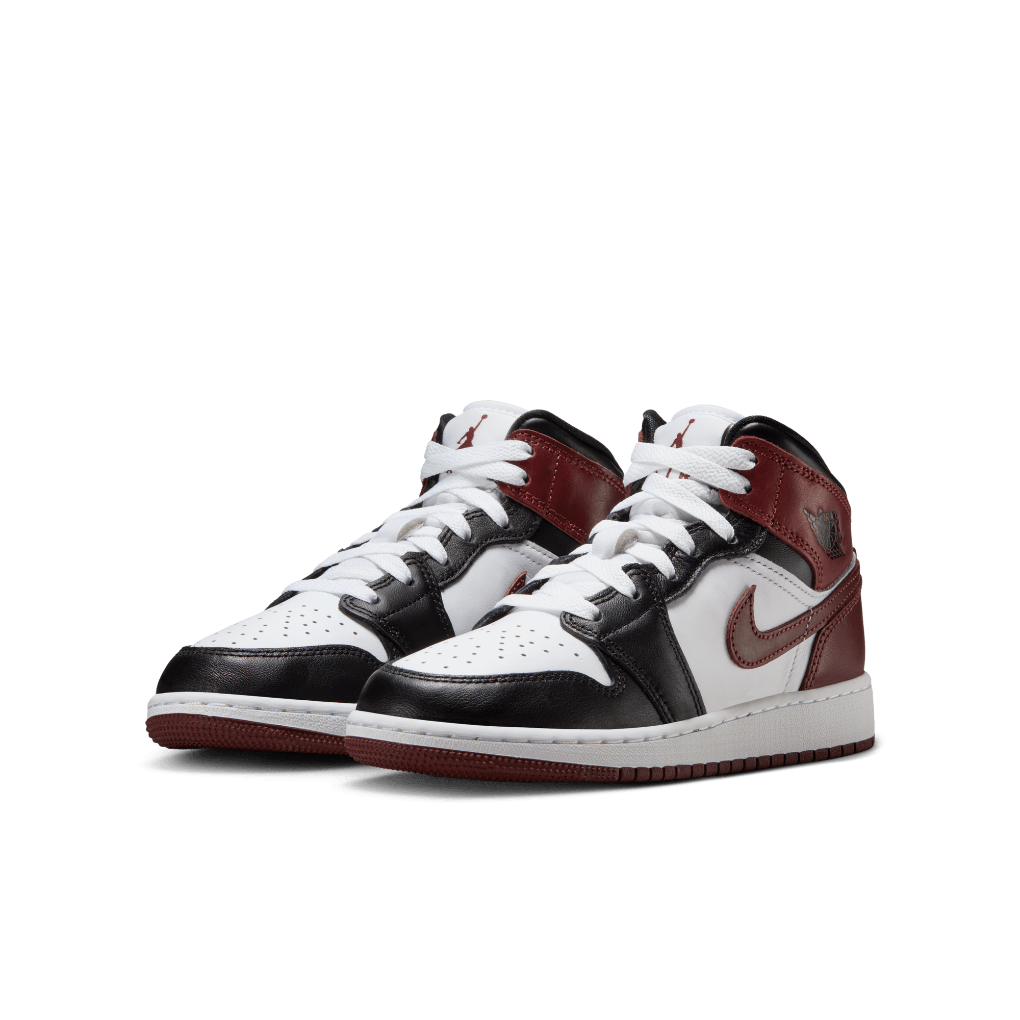 AIR JORDAN 1 MID SE (GS) Basketball Shoes - White/Dark Pony/Black Colorway - Perfect for School, Sports & Street Fashion