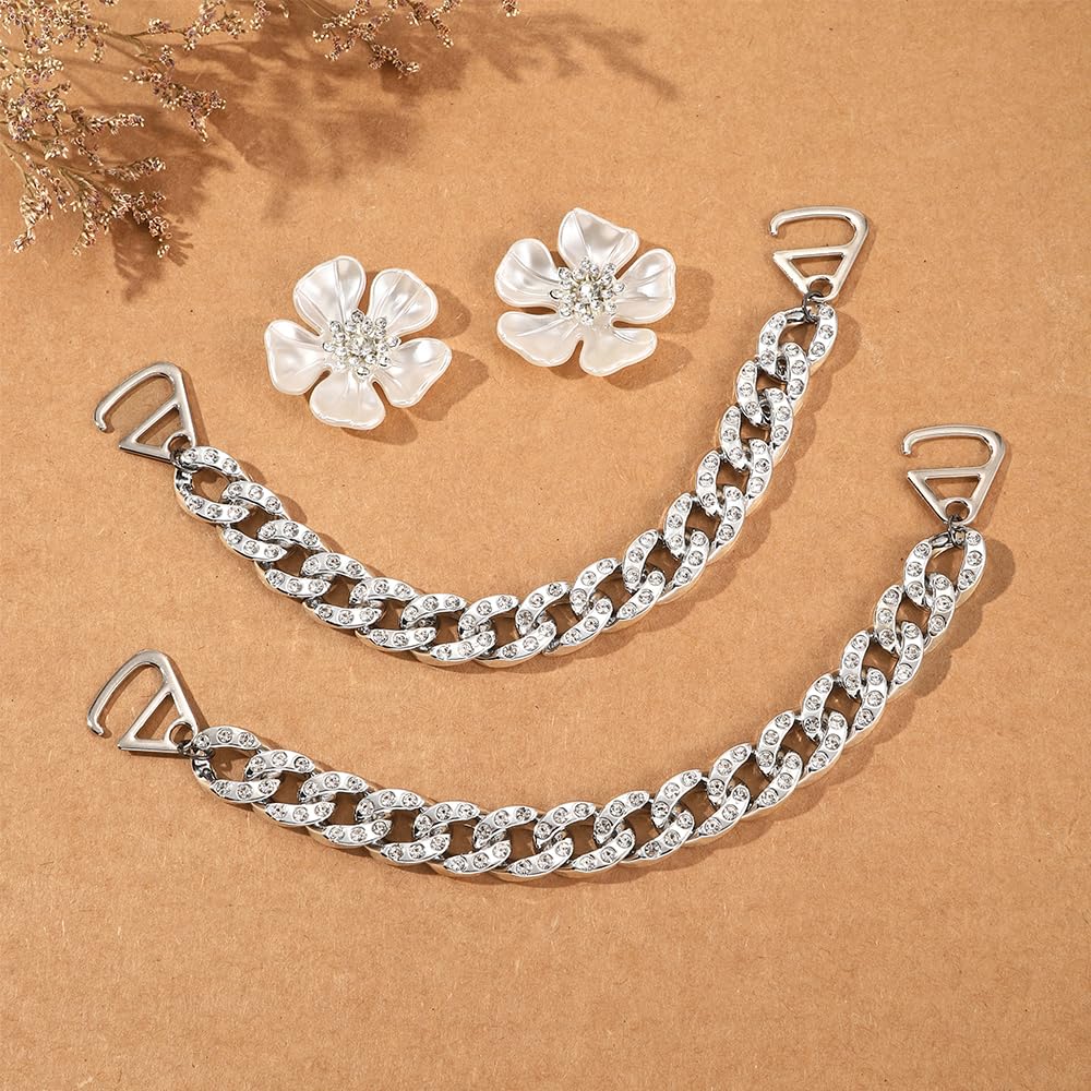 Sparkling Shoe Charms for Women - Fashionable Bling Chain Shoe Accessories, Cute Butterfly & Flower Jewelry Decorations - Perfect Birthday Gifts & Party Favors for Girls (Great for Weddings, Prom, Dances & Special Occasions)