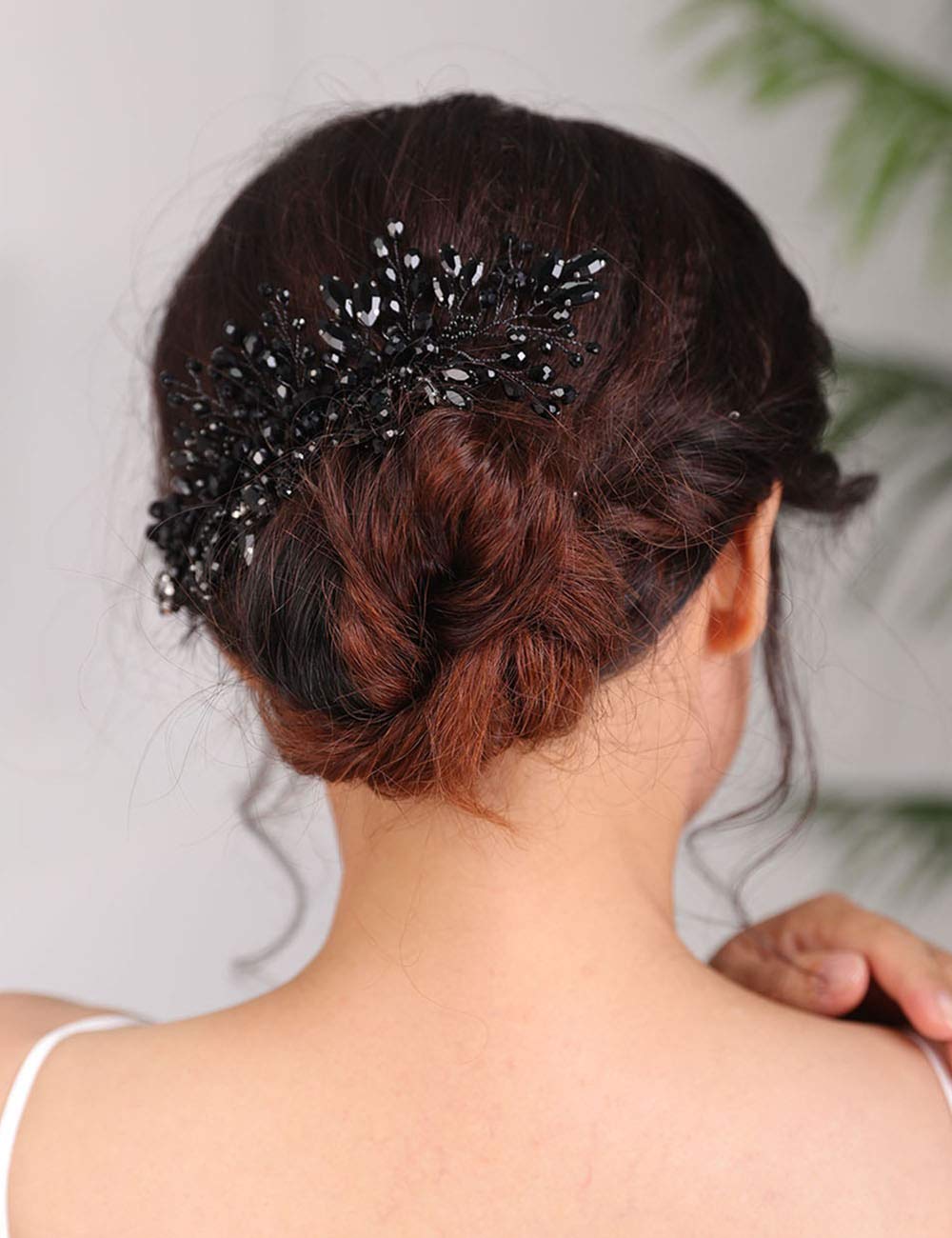 Sparkly Crystal Rhinestone Black Bridal Hair Comb - Elegant Wedding Headpiece Crown for Brides | Perfect for Weddings, Prom, and Formal Events