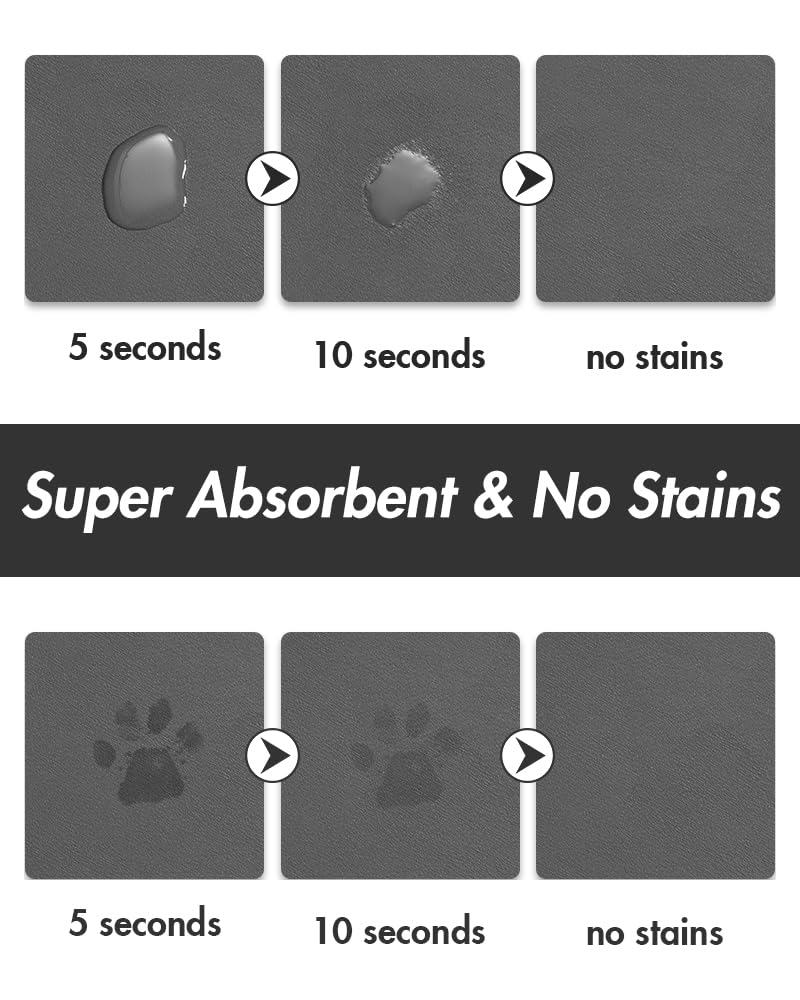 Absorbent Dog Food Mat - Quick Dry Pet Feeding Mat for Food & Water Bowls, No Stains Dog Bowl Mat - Perfect for Messy Eaters & Drinkers - Ideal for Kitchen, Crate, or Outdoor Use