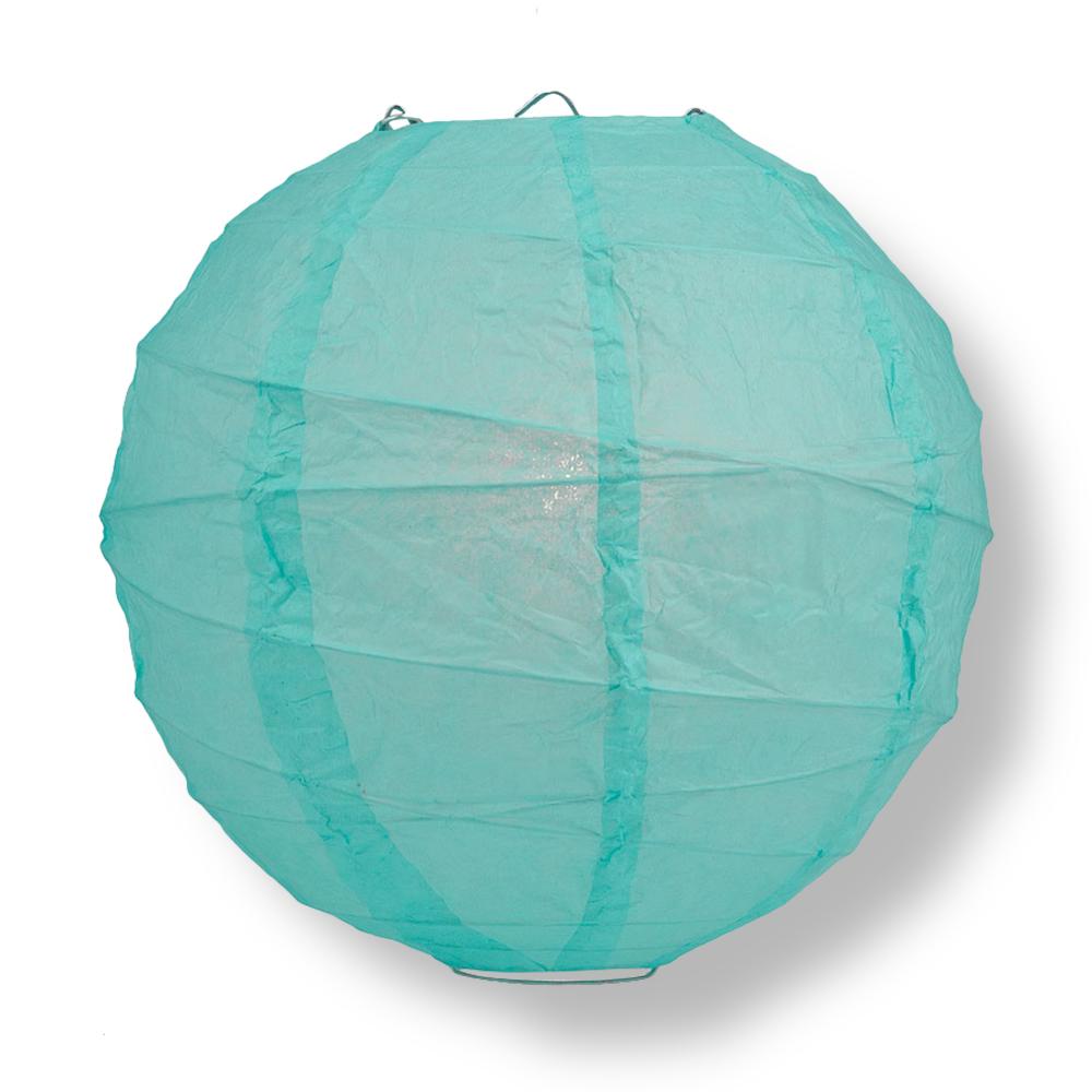20 Inch Water Blue Freestyle Ribbed Round Paper Lanterns for Party Decorations, Wedding, Festival, and Home Decoration
