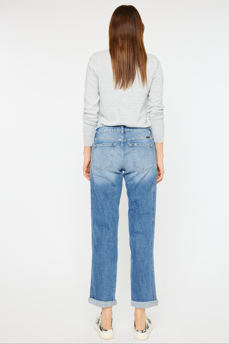 Isa Mid Rise Slim Boyfriend Jeans for Women - Comfortable Stretch Denim Pants for Casual Wear & Everyday Outfits
