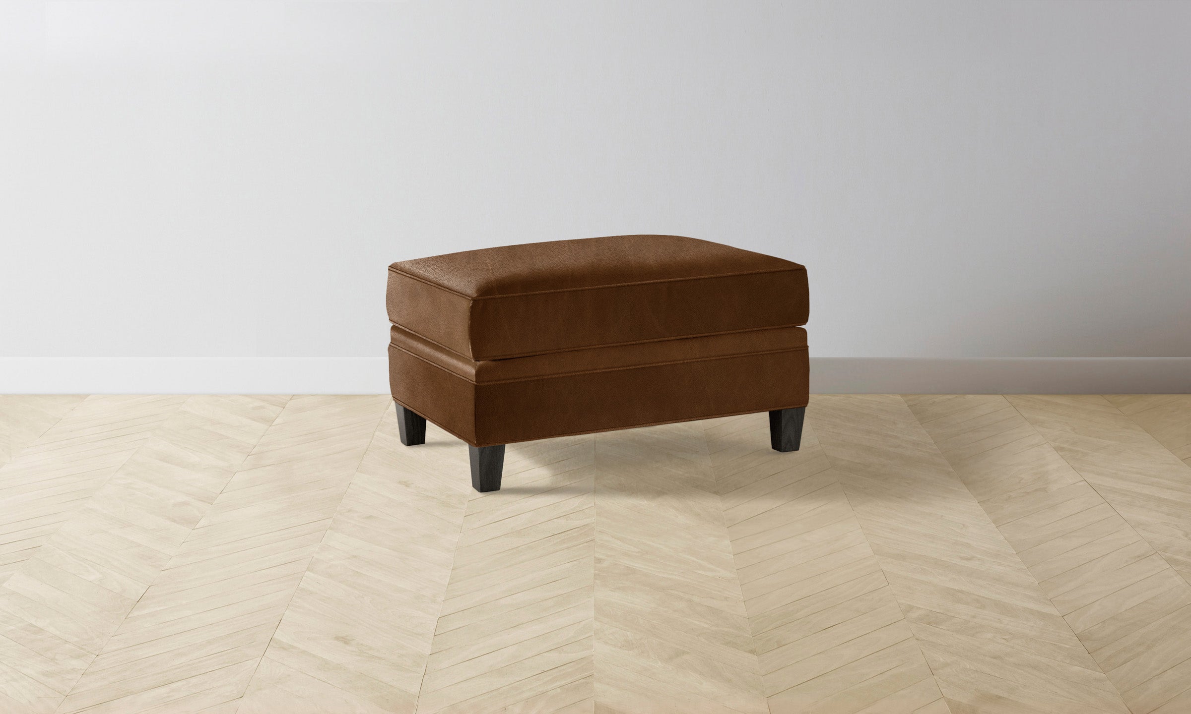 Premium Carmine Ottoman - Genuine Tuscan Leather in Rich Cognac - Perfect for Living Room, Bedroom & Home Office Decor