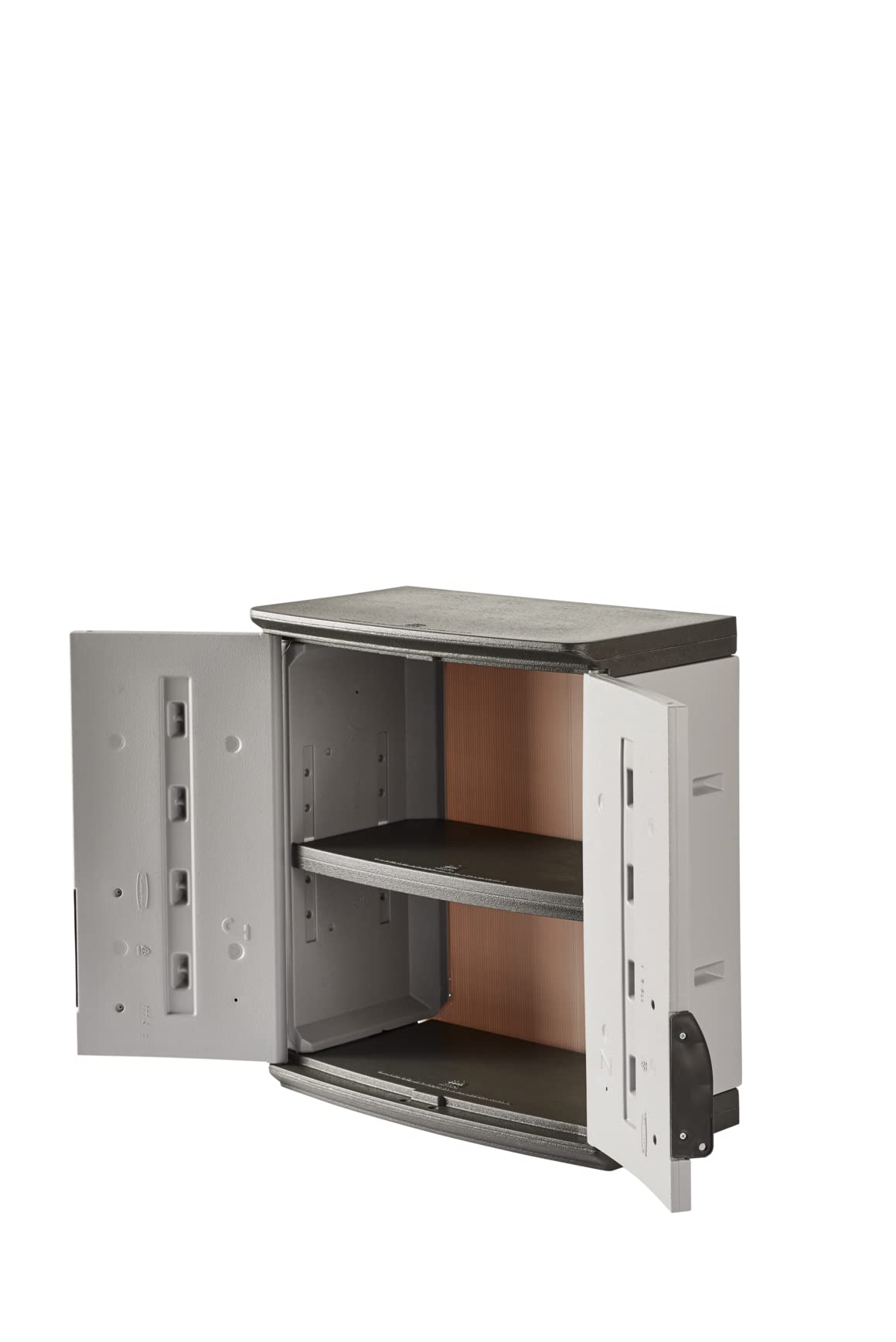 Rubbermaid Heavy Duty Wall Mounted Storage Cabinet - 150 lb Capacity, Lockable Gray 3-Shelf Organizer for Tools, Car Accessories & Cleaning Supplies | Perfect for Garage, Home & Outdoor Storage Organization