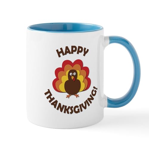White/Blue Inside - Happy Thanksgiving! Mugs