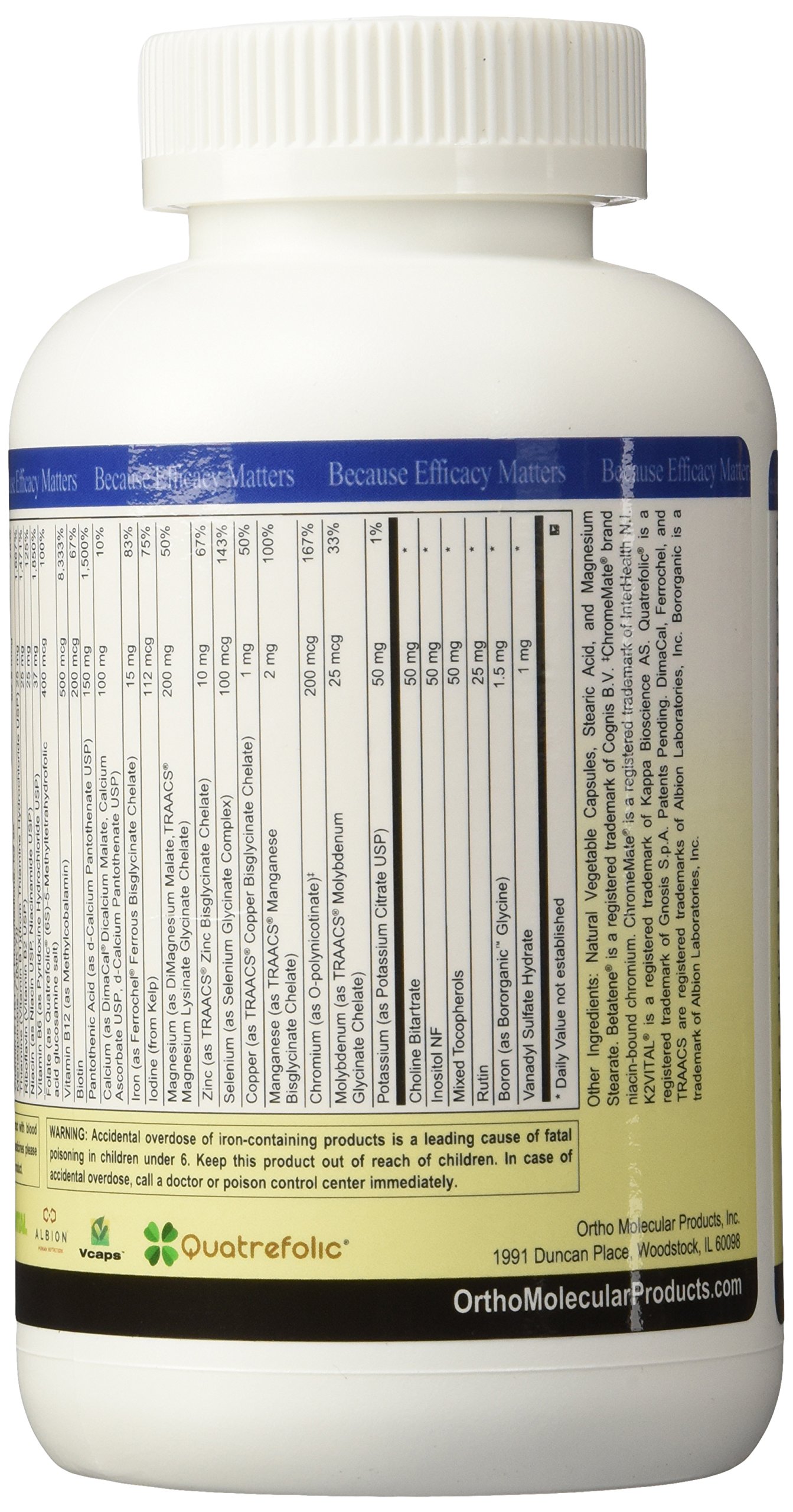 Ortho Molecular Products Alpha Base Multivitamin Capsules with Iron - 240 Count for Daily Energy & Immune Support - Perfect for Active Lifestyles & Nutritional Supplementation