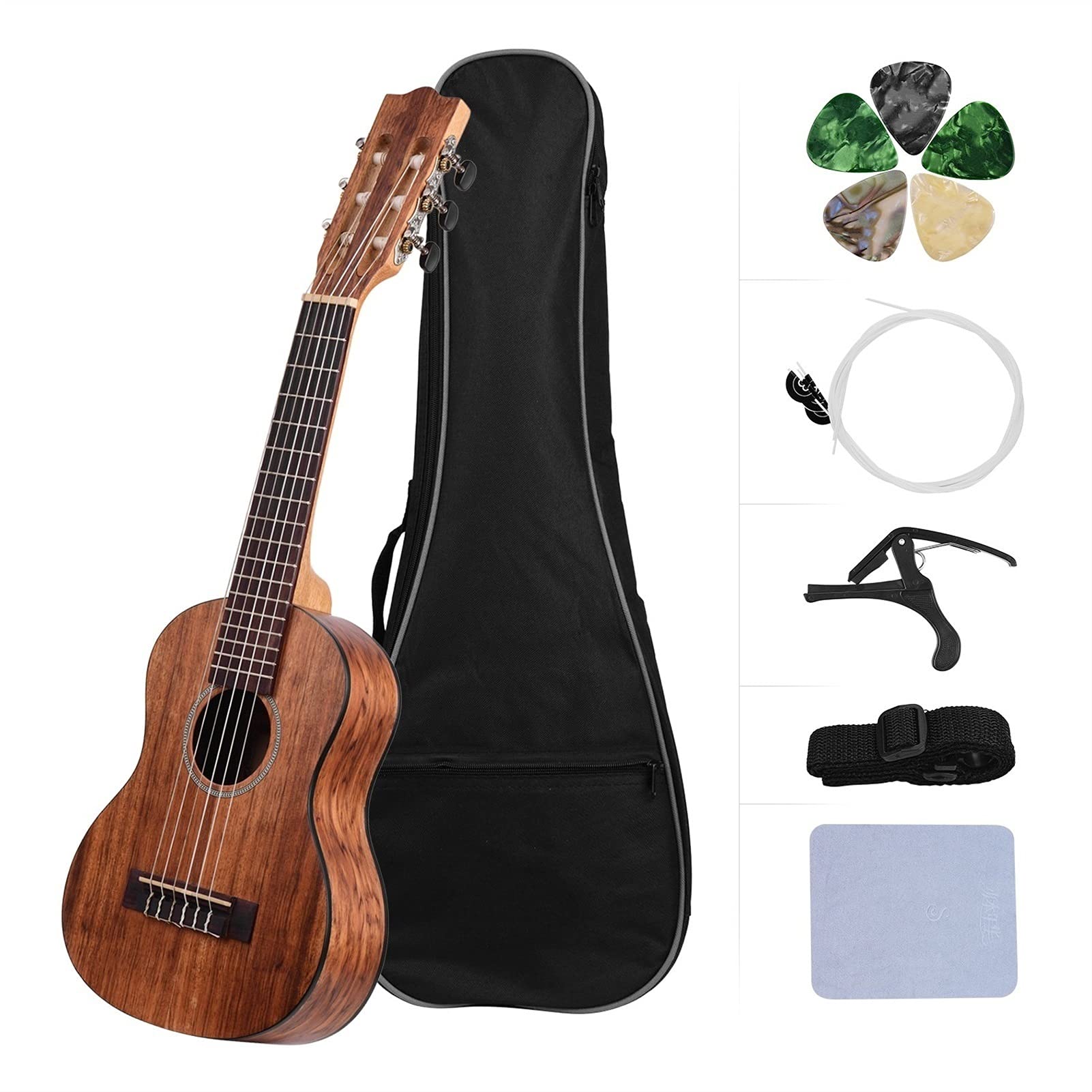 21/23 Inch Soprano Ukulele - Mahogany & Sapele Teakwood 4-String Hawaiian Guitar with 15 Frets - Perfect for Beginners, Travel & Beach Performances (21 Inch Size)