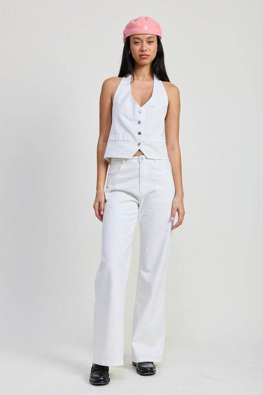 Women's Stylish Button-Up Halter Neck Top - Casual Summer Blouse for Beach, Party & Date Night Outfits
