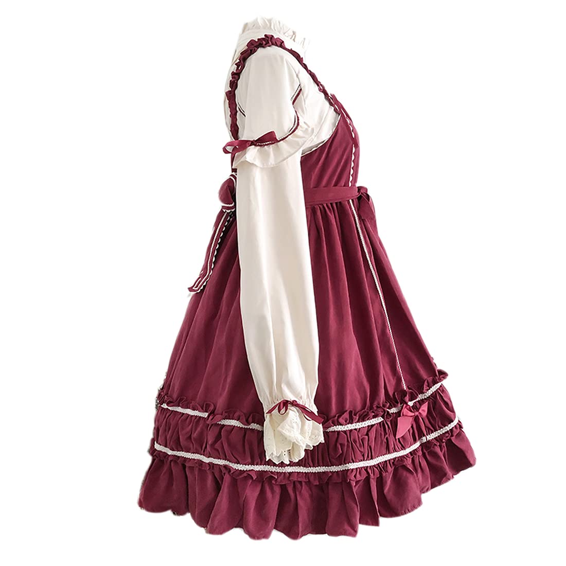 Sweet Lolita Princess Dress for Women - Apricot Bowtie Strappy Top & Fancy Skirt Set | Gothic Kawaii Cosplay, Tea Party, Anime Convention Outfit