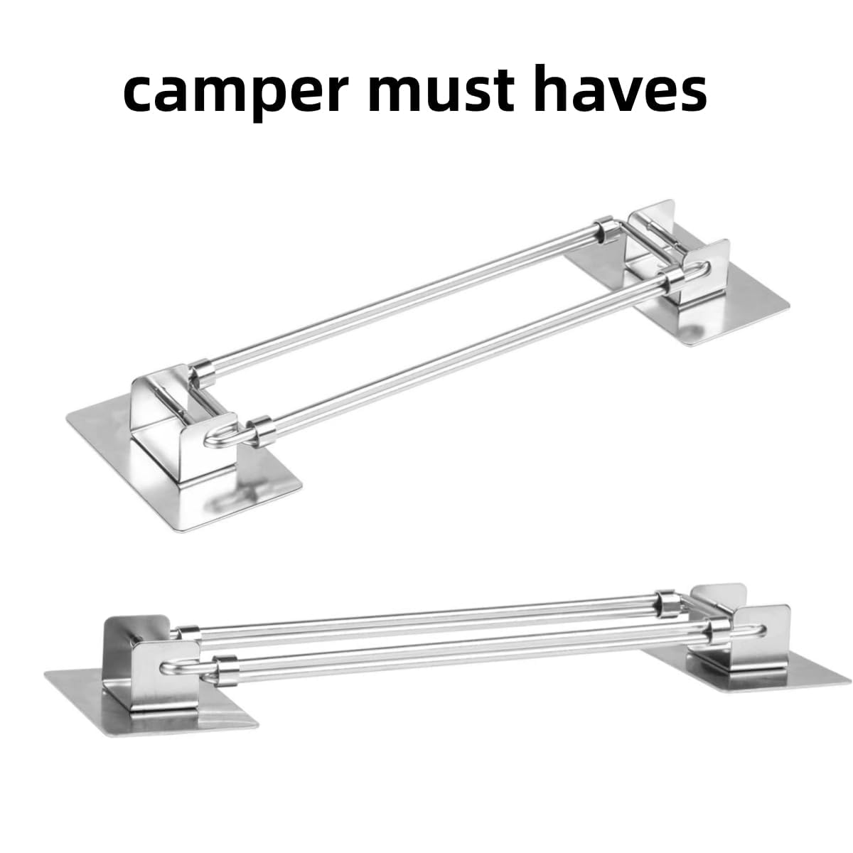 2-Pack Adjustable 180° Stainless Steel RV Shower Corner Storage Bar - Space-Saving Bathroom Organizer for Campers & RVs - Perfect for Holding Toiletries, Shampoo & Soap in Tight Spaces
