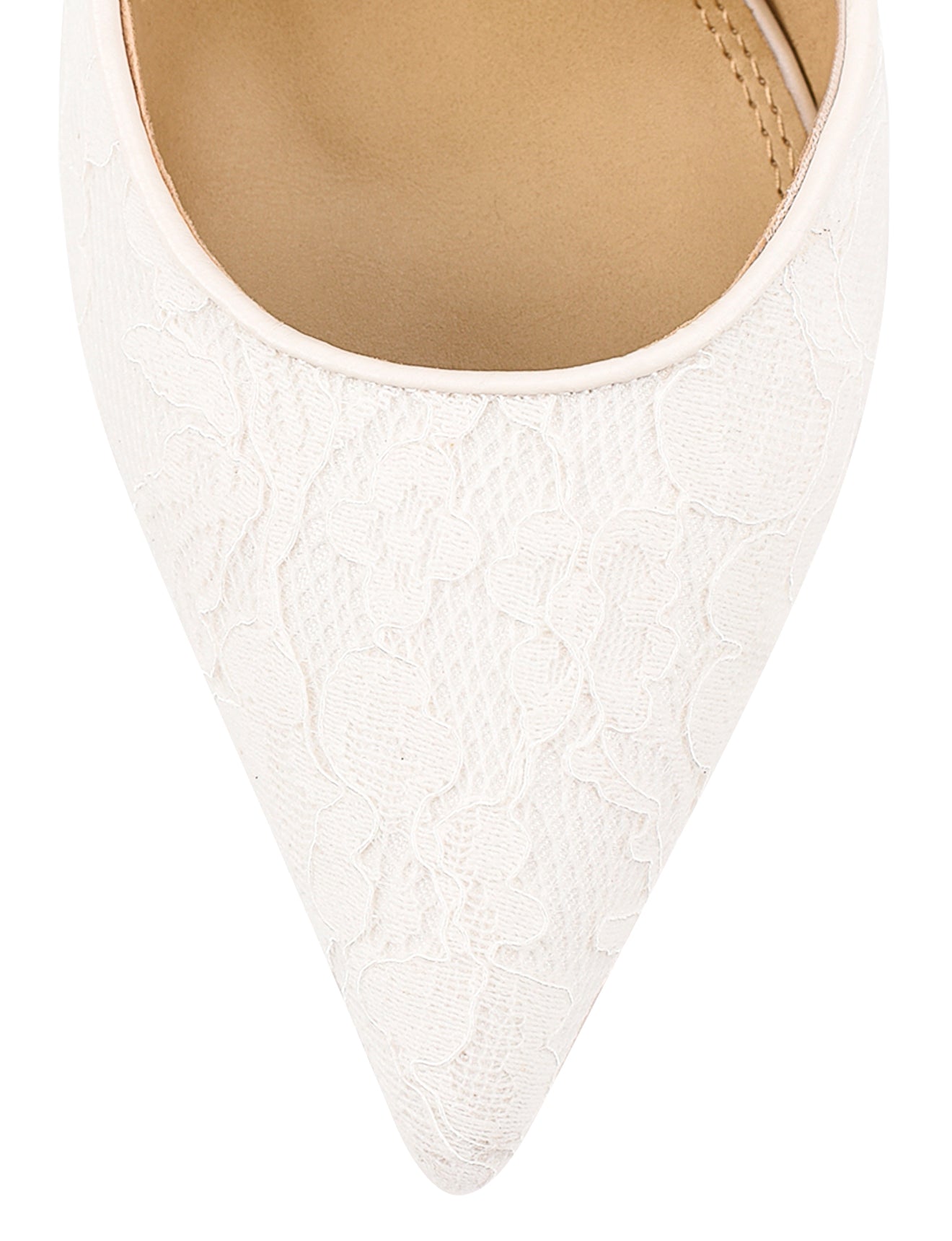 Elegant Cici Stiletto Dorsay Pumps - Chalk Satin & Lace Women's Dress Shoes for Weddings, Parties & Formal Events