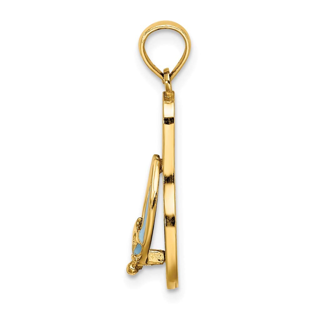 14K Yellow Gold Enamel Anchor Flip Flop Pendant Necklace - Perfect for Beach Vacation, Summer Outfits & Nautical Jewelry Gifts