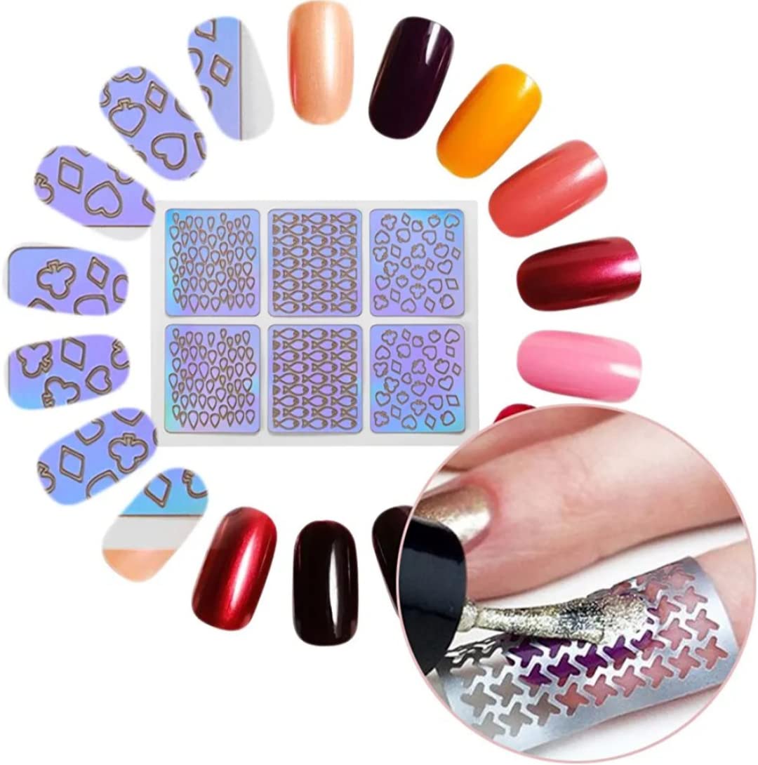 Waterproof Self-Adhesive Nail Art Stencils - 50pcs Reusable Manicure Stickers for DIY Nail Designs - Perfect for Home Salon, Nail Parties & Professional Use