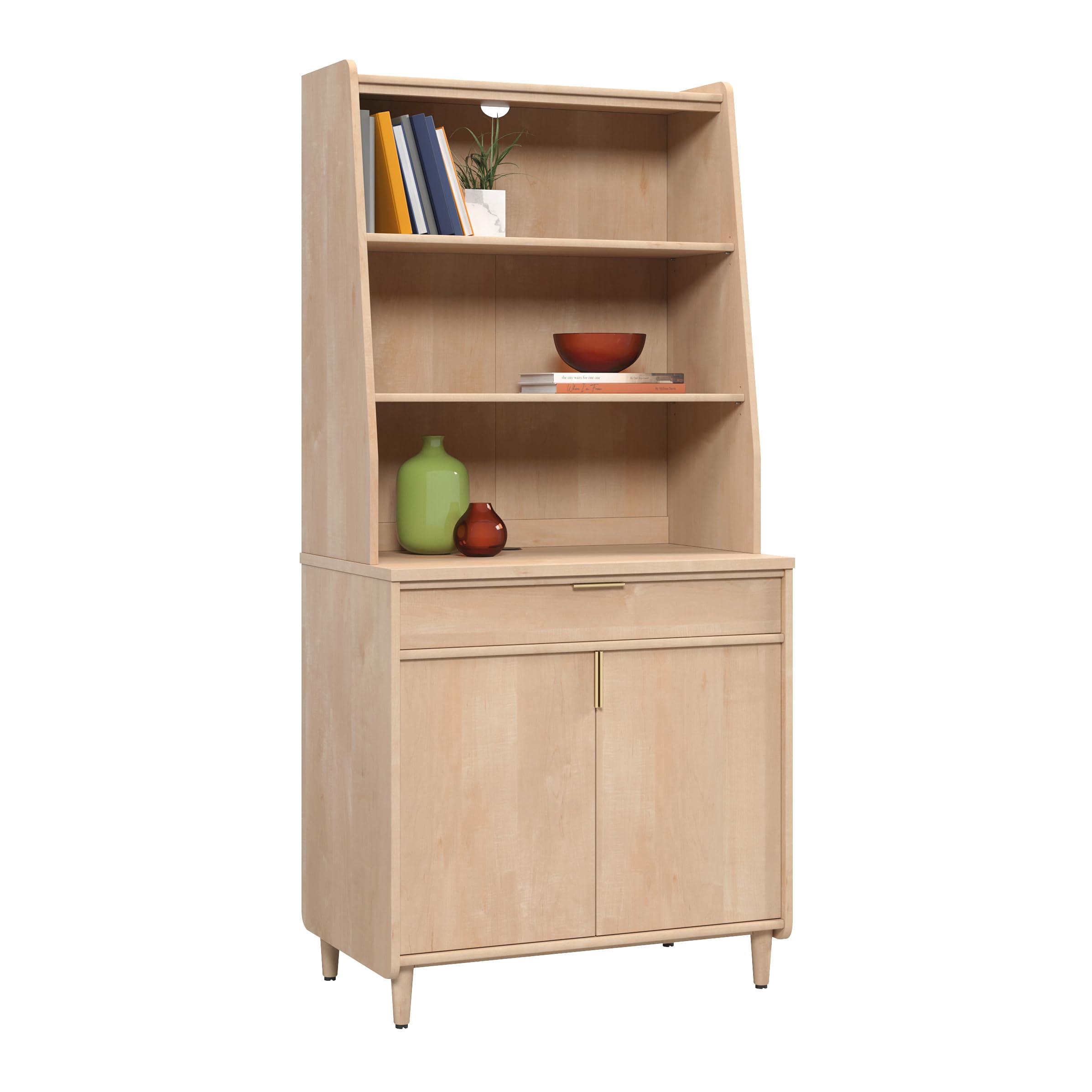 Sauder Clifford Place Commercial Office Hutch - Natural Maple Finish, Modern Office Storage Solution for Home & Business Workspaces