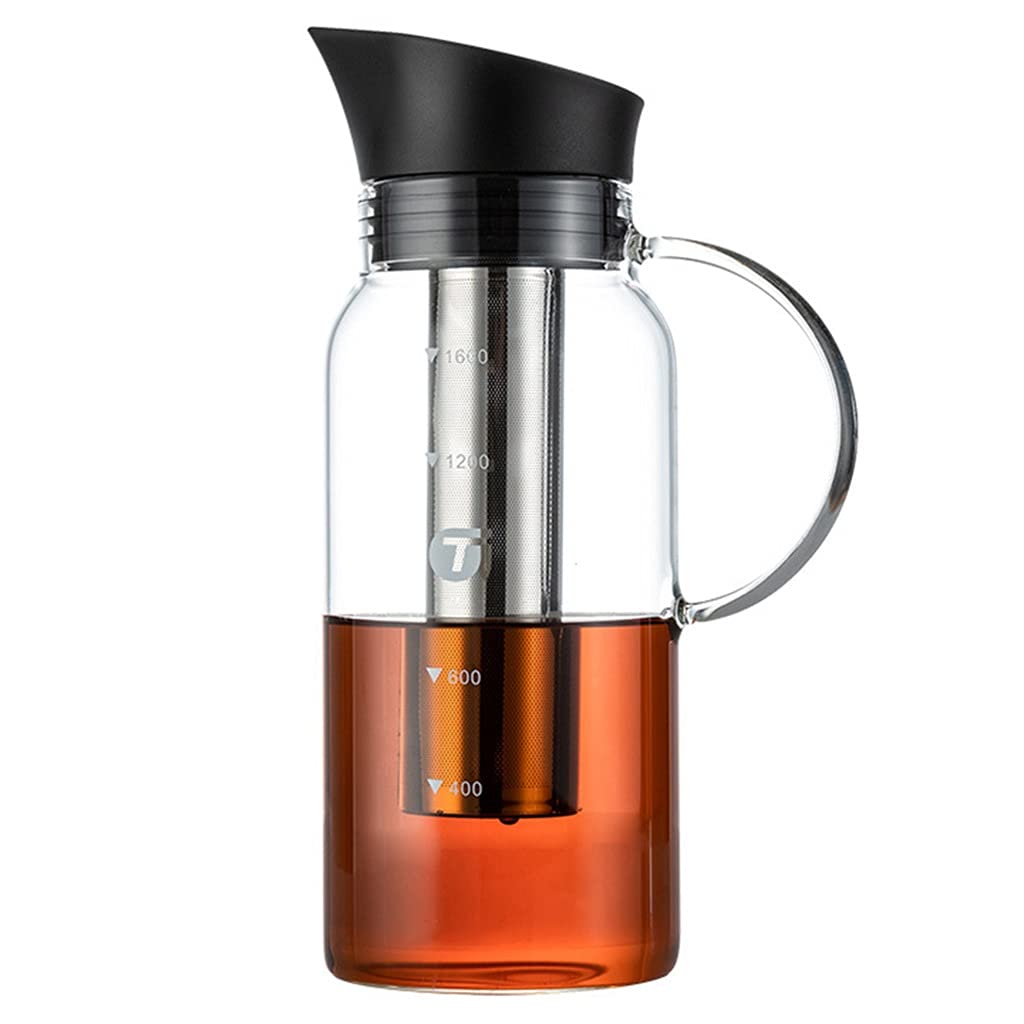 Premium Cold Brew Coffee Maker - 1.6L Glass Carafe with Removable Stainless Steel Filter for Homemade Iced Coffee & Tea | Perfect for Office, Kitchen & Outdoor Camping (54oz Capacity)