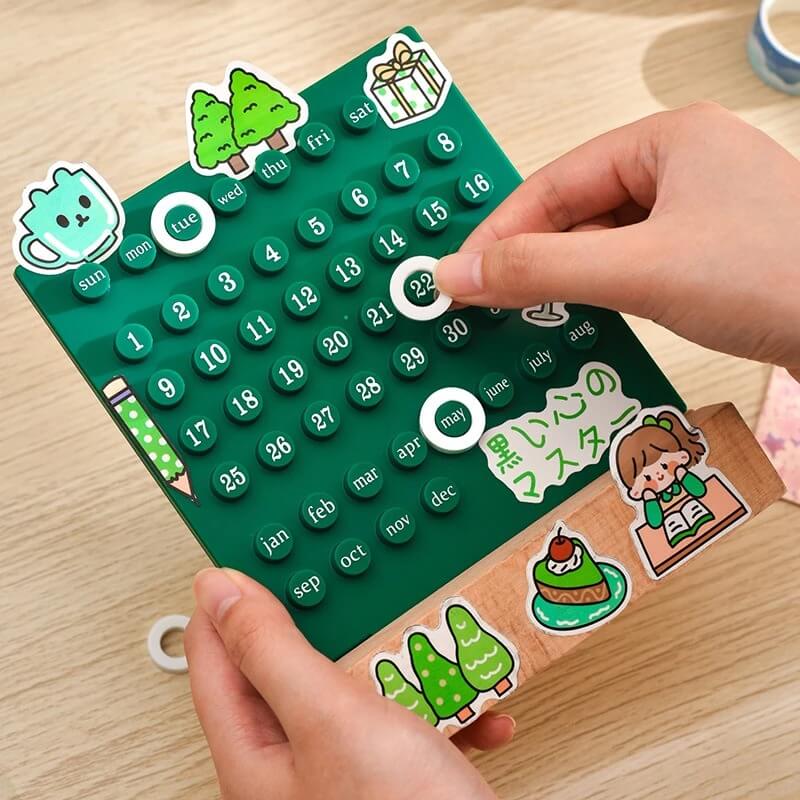 Cute Kawaii Tabletop Calendar 2024 - Japanese Style Mini Desktop Planner for Office, School & Home Decor | Perfect for Organizing Schedules & Adding Adorable Vibes